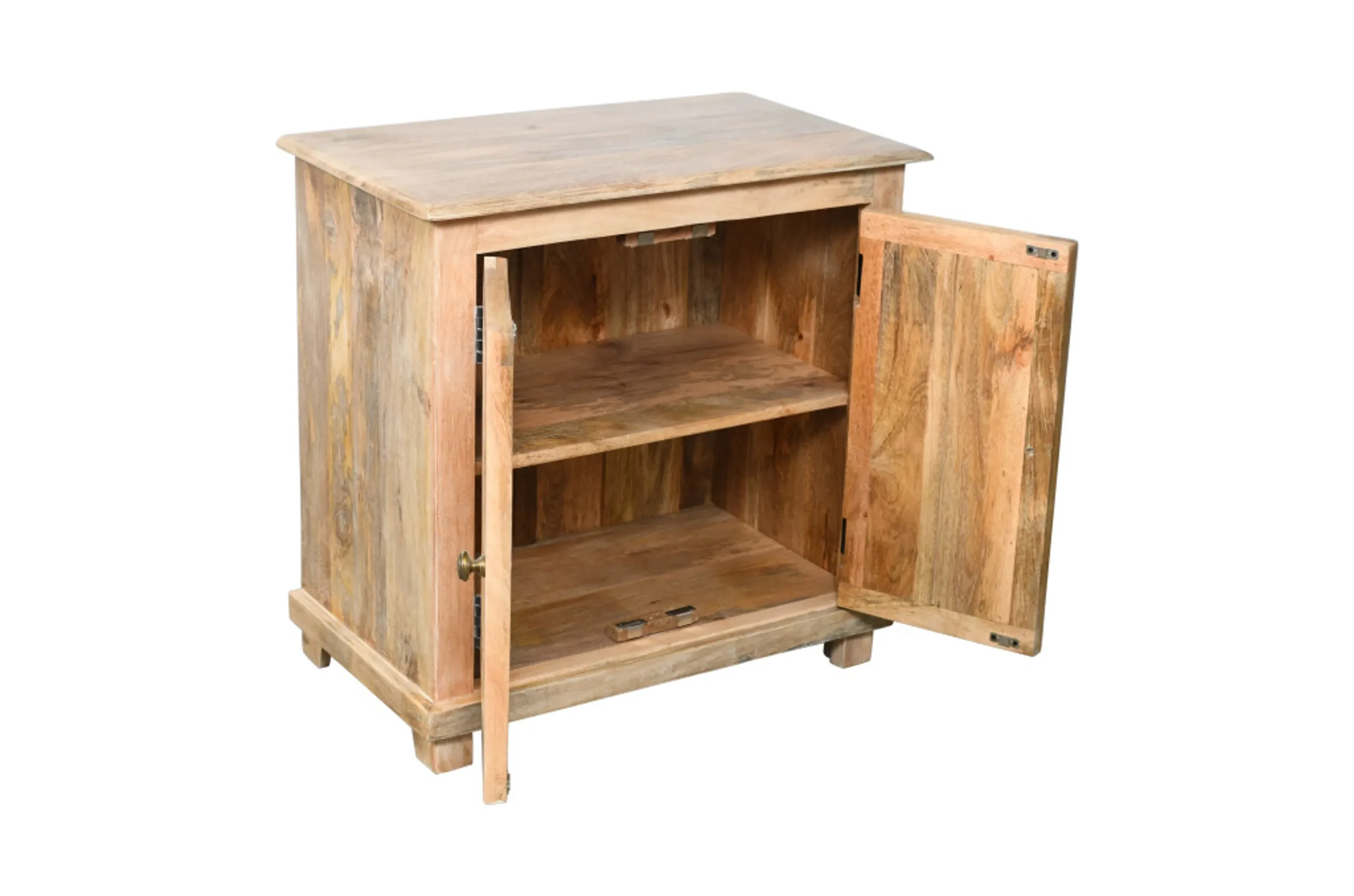 28" Distressed Natural Solid Wood Nightstand With Storage - Image 4