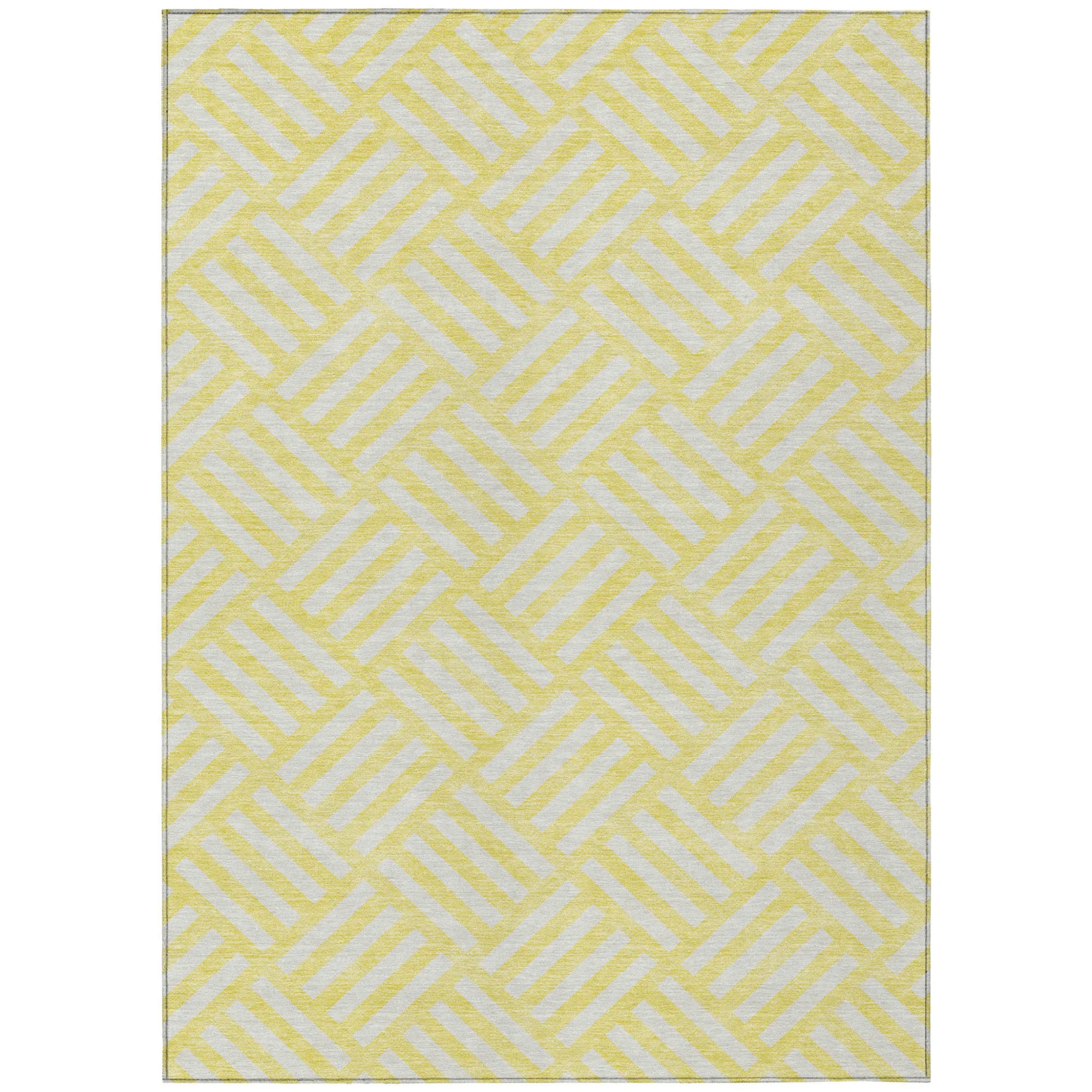 10' X 14' Yellow And Ivory Geometric Washable Indoor Outdoor Area Rug - Image 2