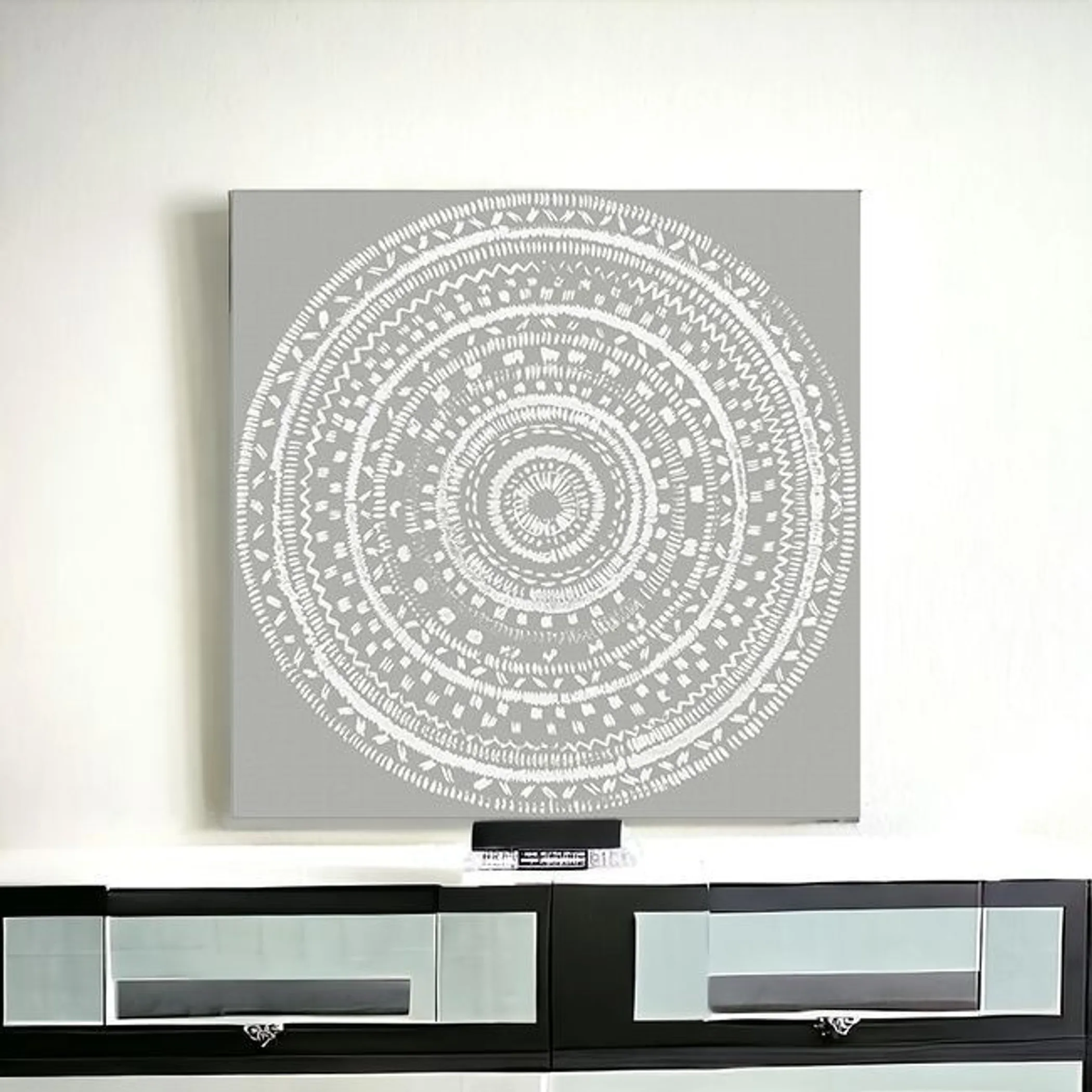 Boho White Mandala Unframed Print Wall Art - Image 2