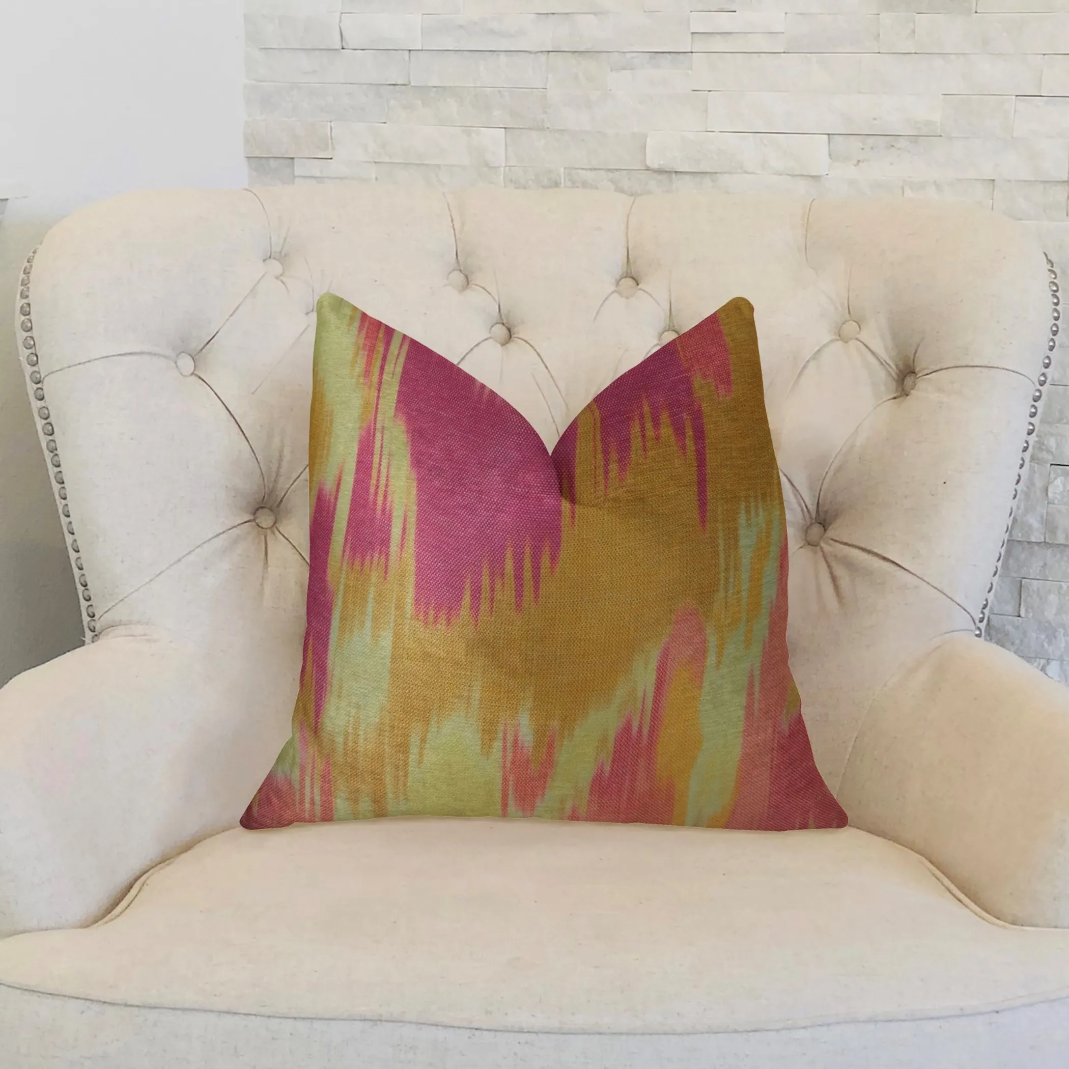 Plutus Electra Magenta Orange and Cream Handmade Luxury Pillow - Image 2