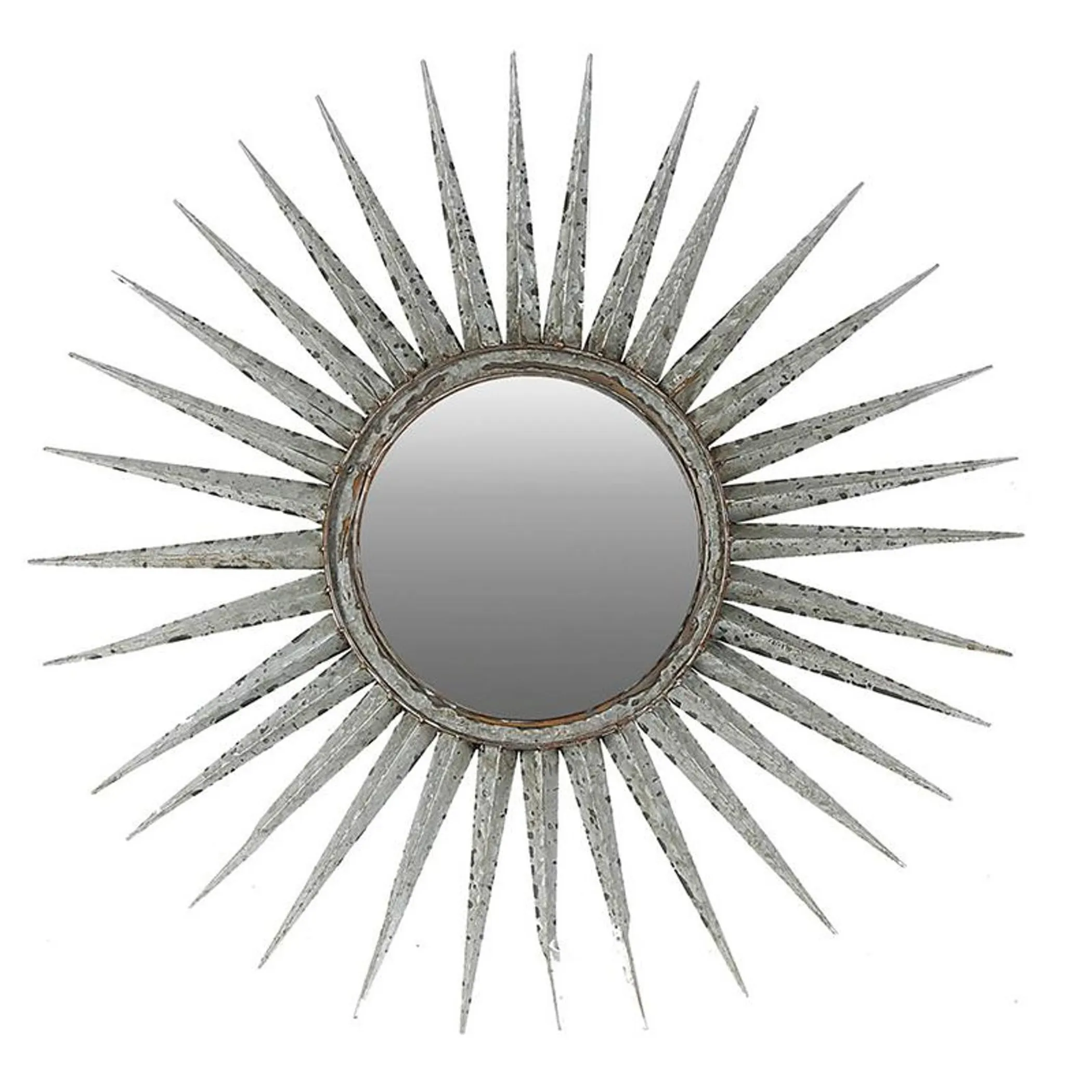 30" Antiqued Silver Gray Sunburst Wall Mounted Accent Mirror - Image 3