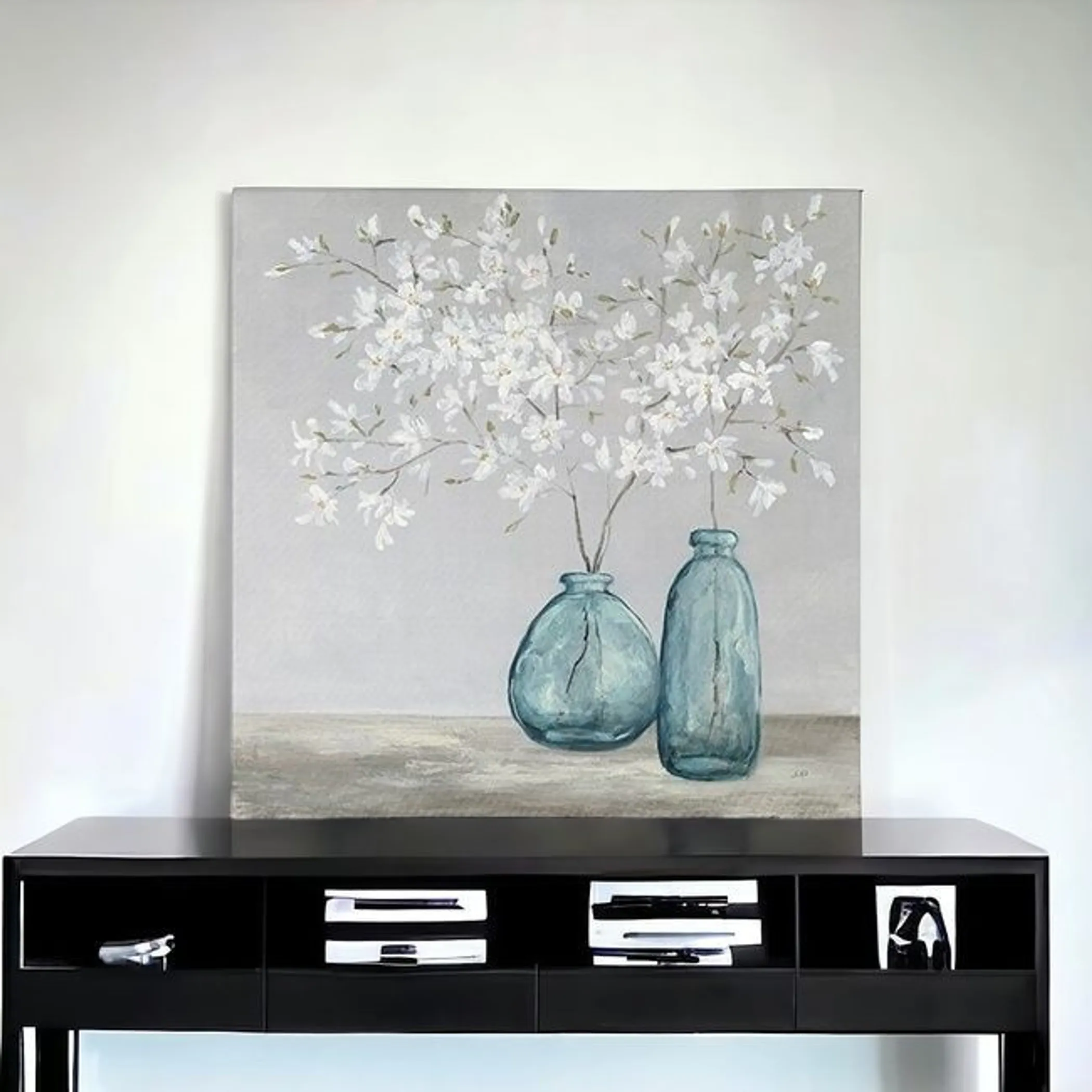 White Spring Flowers Unframed Print Wall Art - Image 3