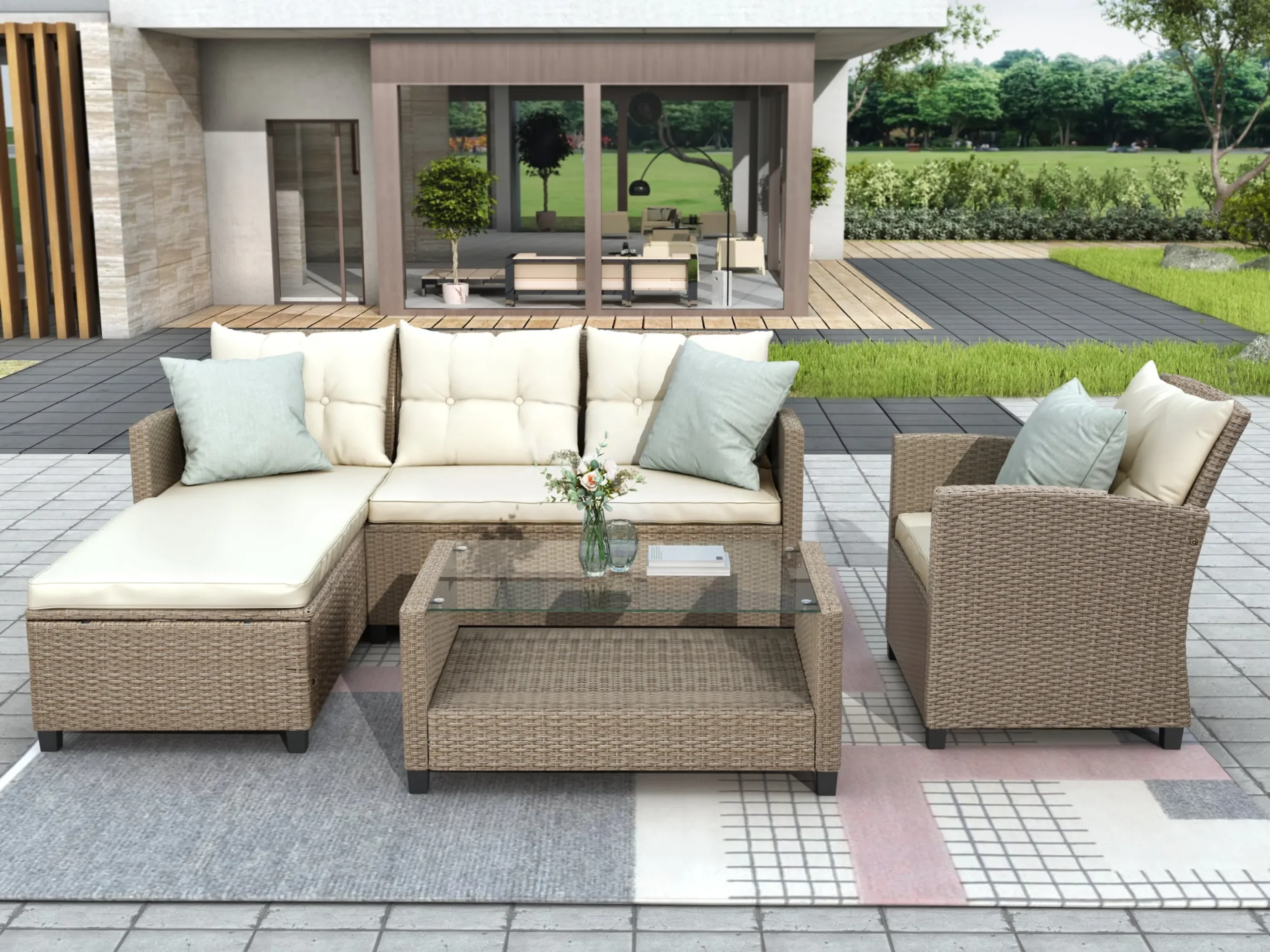 Set Of 4 Piece Outdoor, Patio Furniture - Image 4