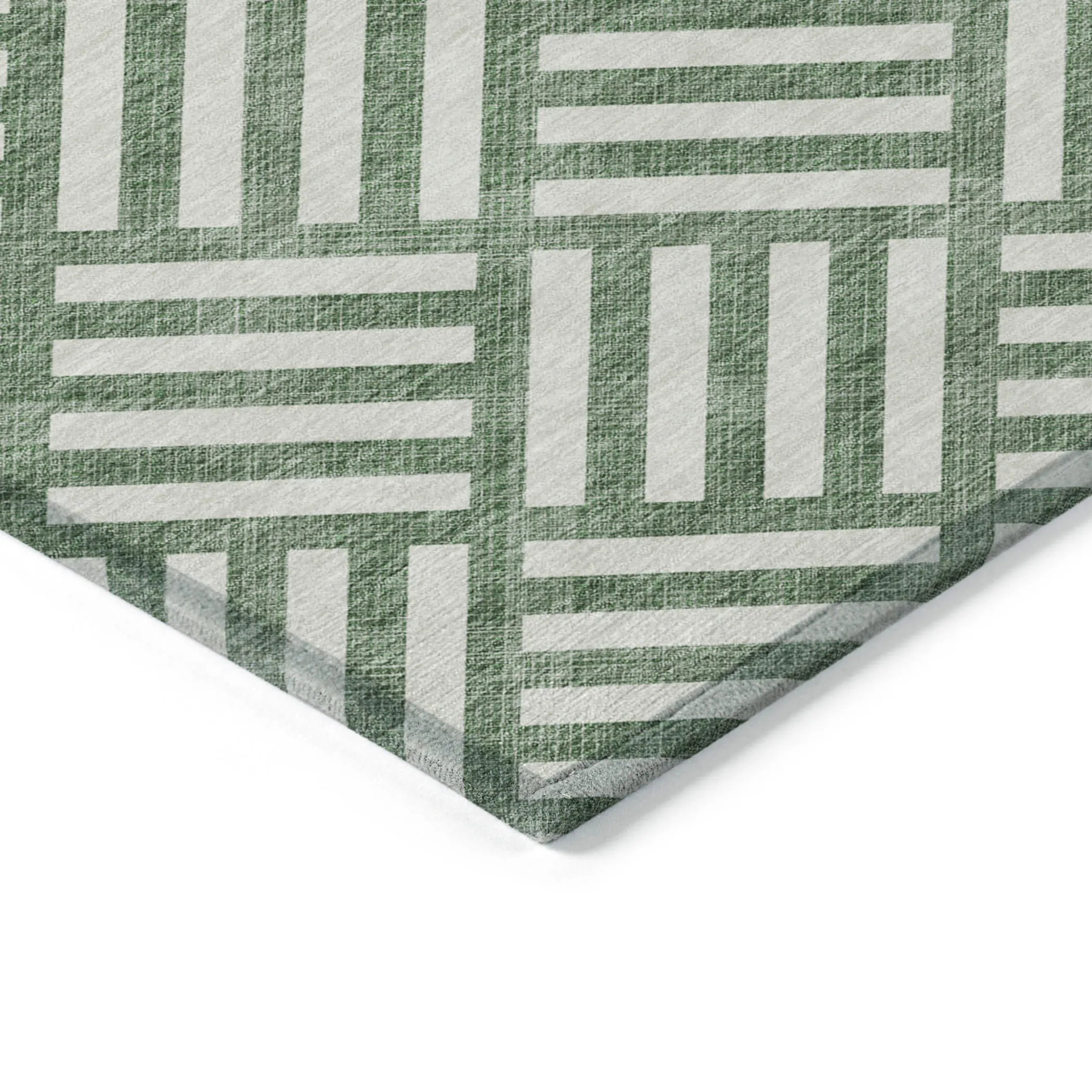 10' X 14' Green And Ivory Geometric Washable Indoor Outdoor Area Rug - Image 5