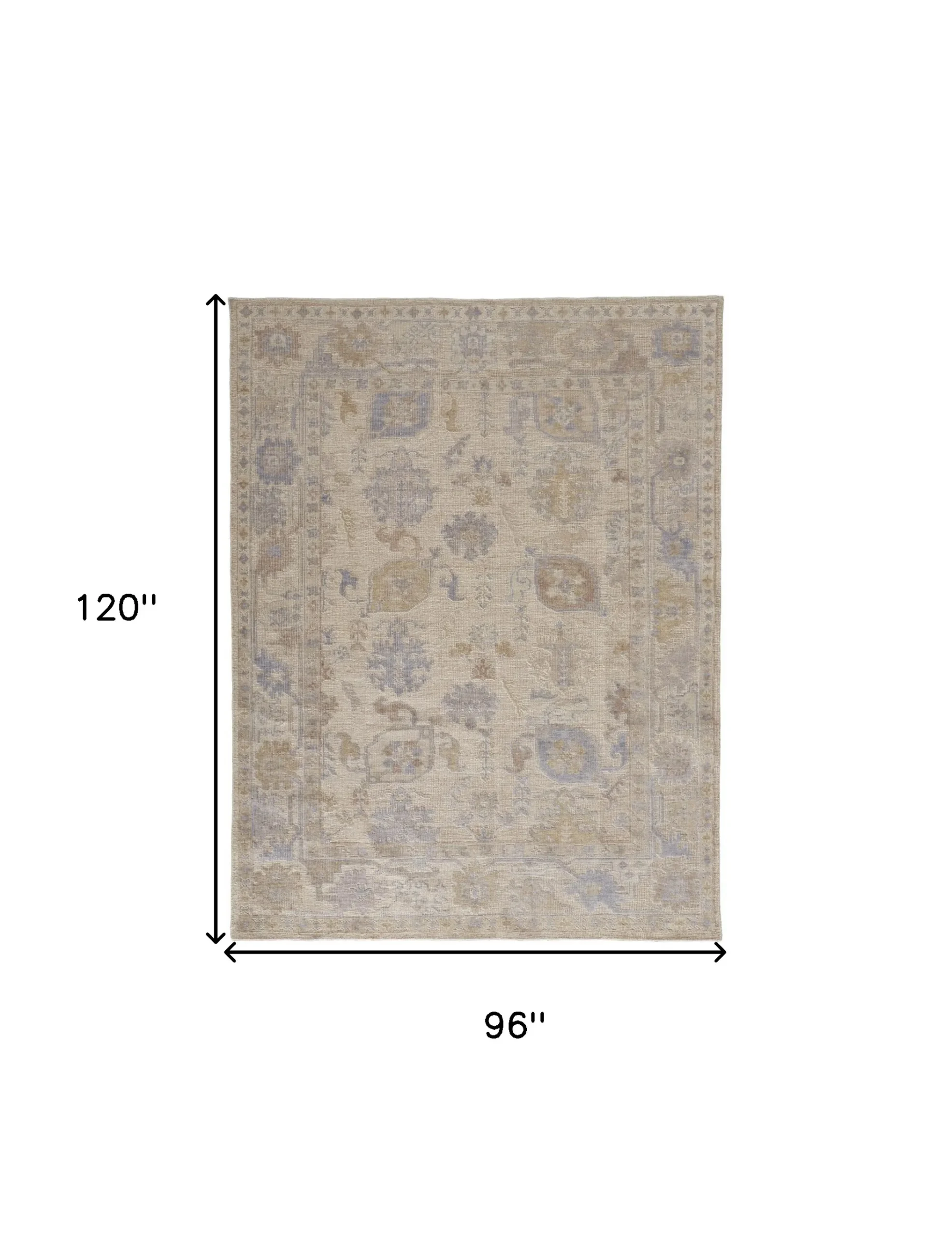 8' X 10' Blue and Ivory Floral Hand Knotted Area Rug - Image 3