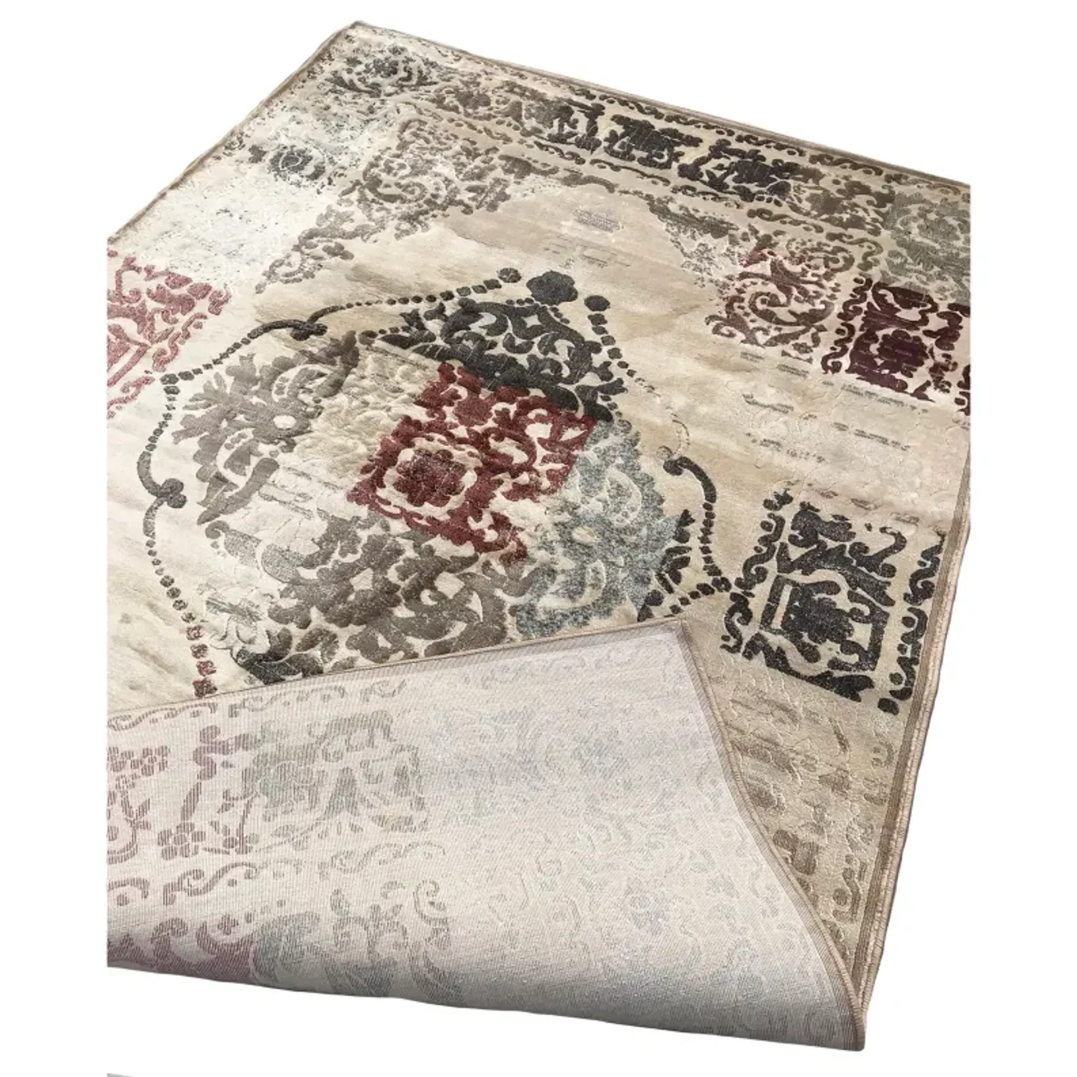 7'10" x 10'3" Feet Vintage Beige Silky Glam Area Rug - Image 4