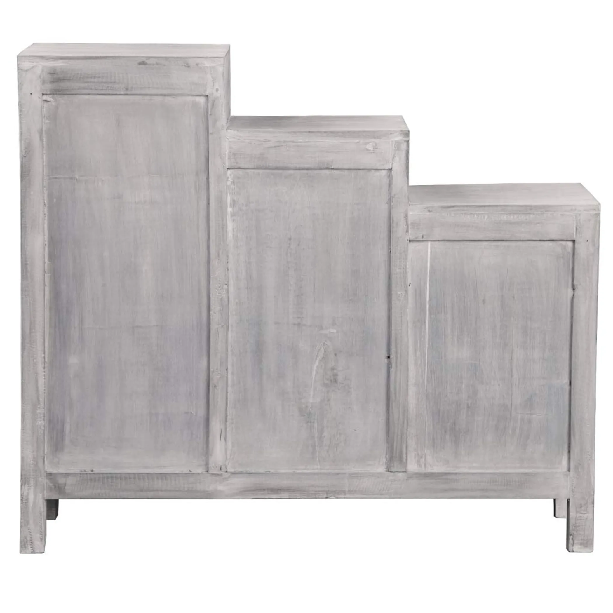 Sunset Trading Cottage Three Tiered Shutter Cabinet | Distressed Light Gray Solid Wood | Fully Assembled Accent Storage Shelf Console - Image 5