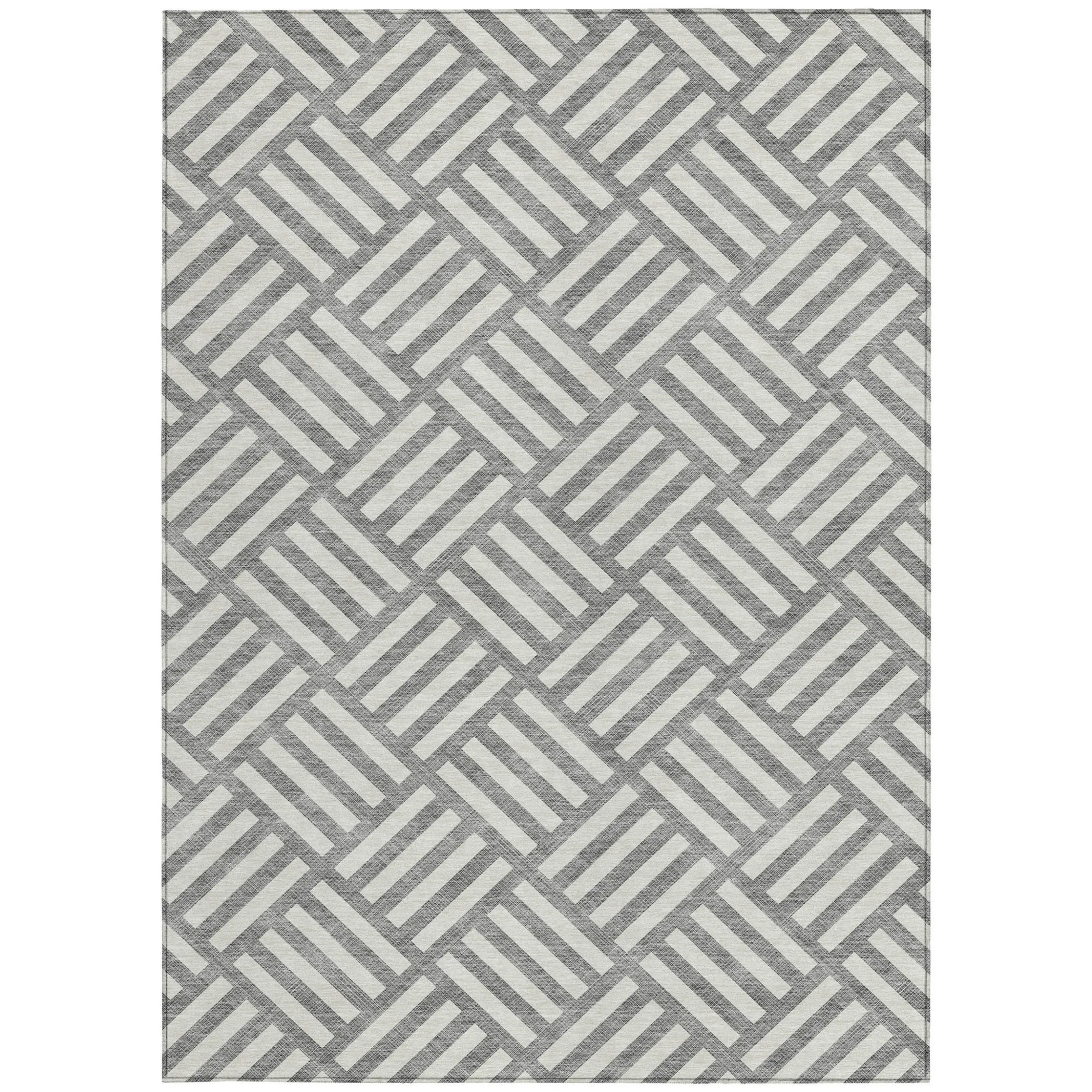 10' X 14' Gray And Ivory Geometric Washable Indoor Outdoor Area Rug - Image 5