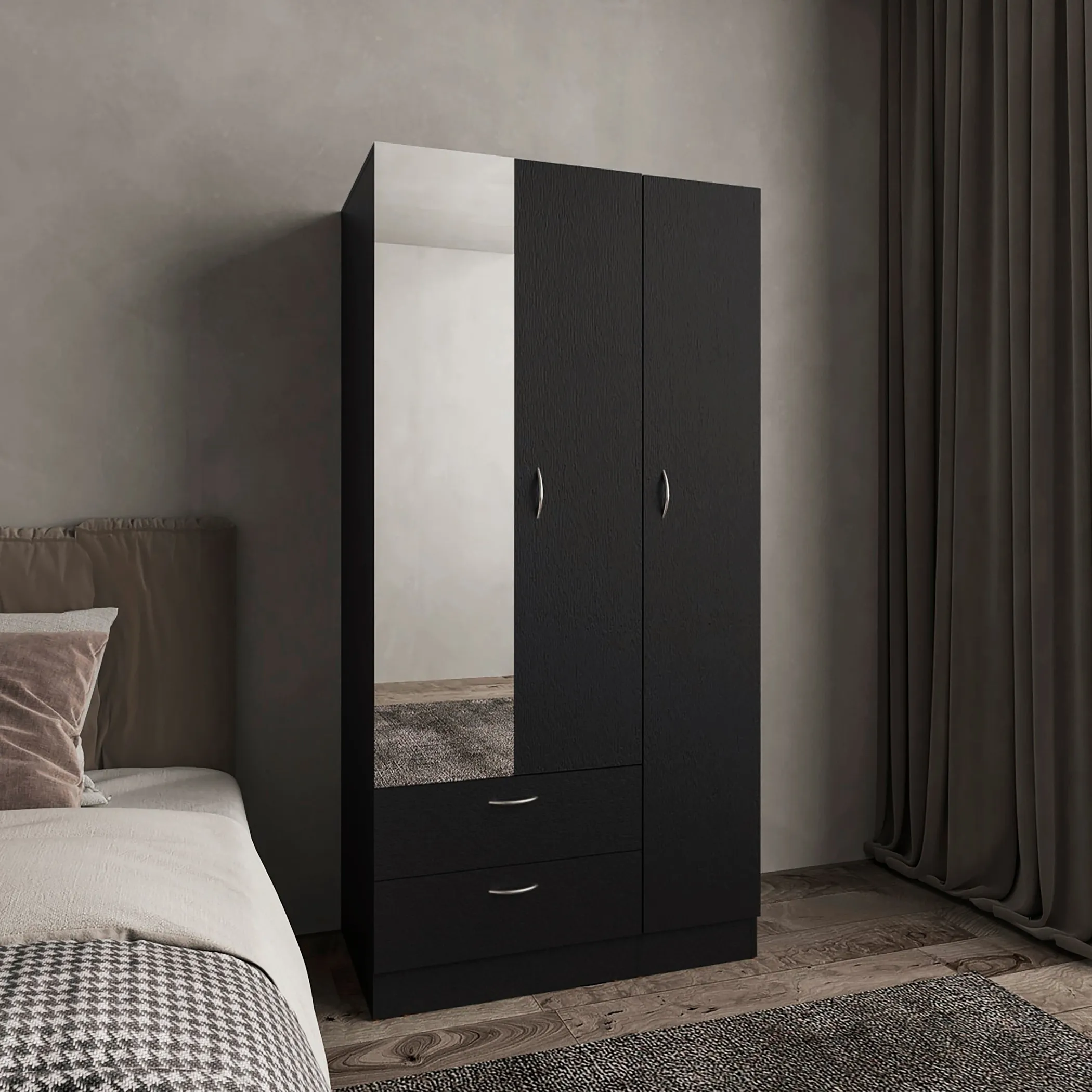 Vico 76" High Armoire Wardrove Closet with 2 Drawers, Double Door Cabinet - Image 4