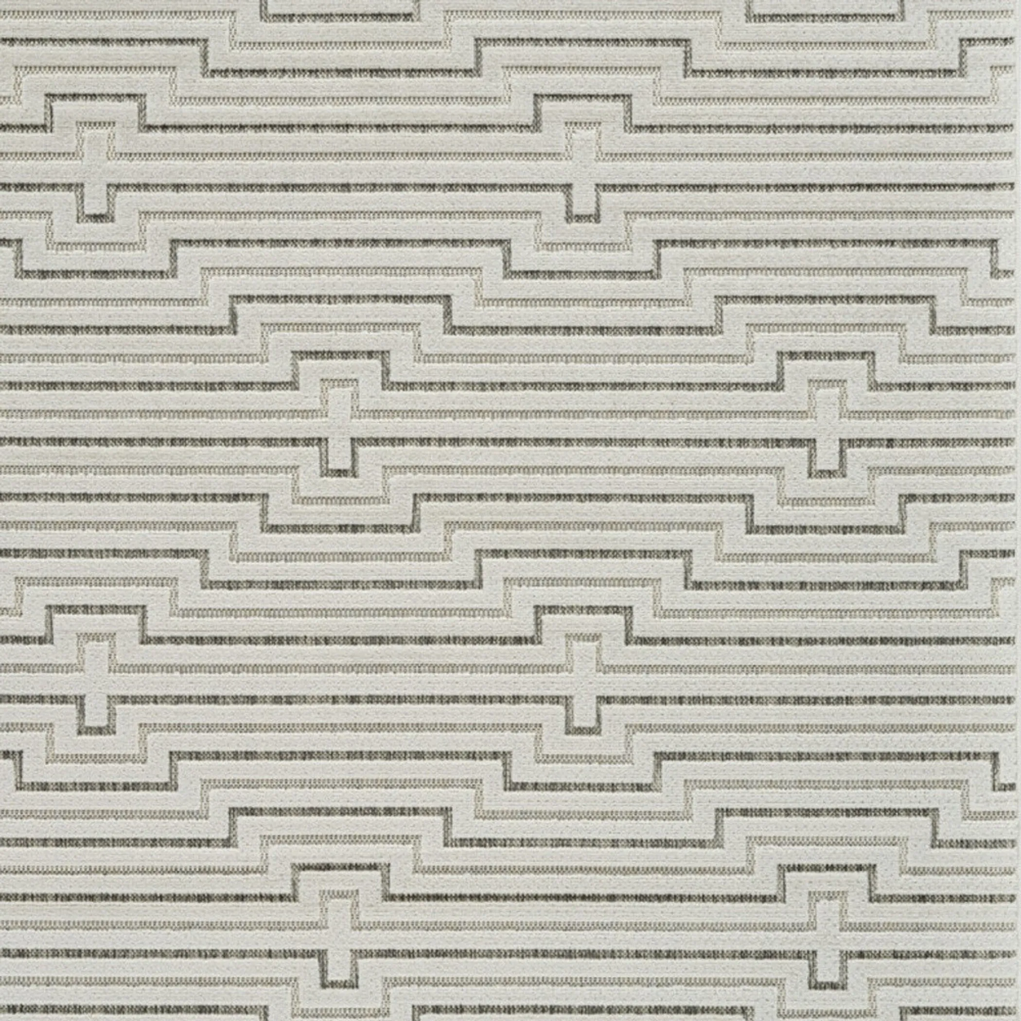 6' X 9' Cream and Beige Geometric Distressed Indoor Outdoor Area Rug - Image 5