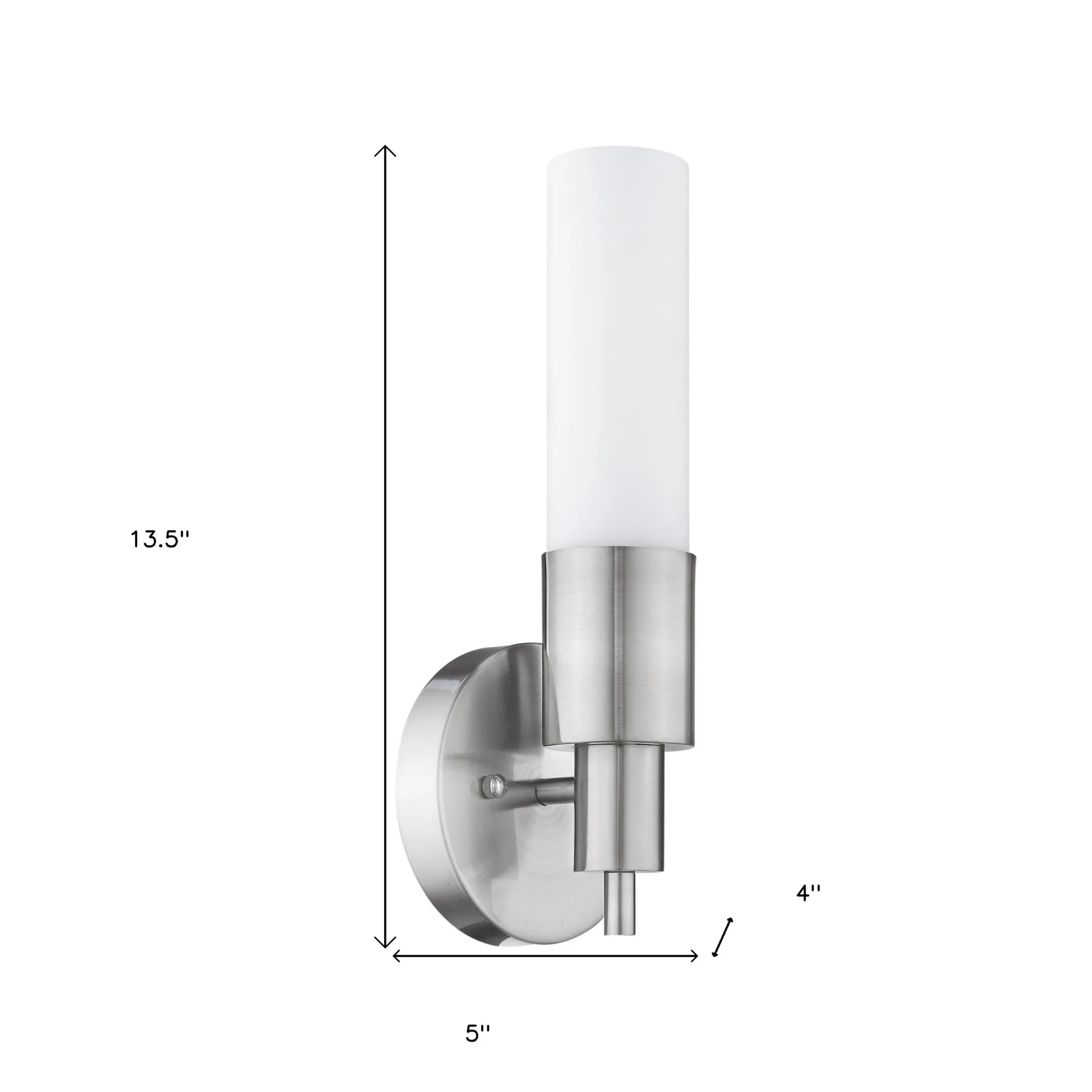 Silver Narrow Wall Light with Frosted Glass Shade - Image 5