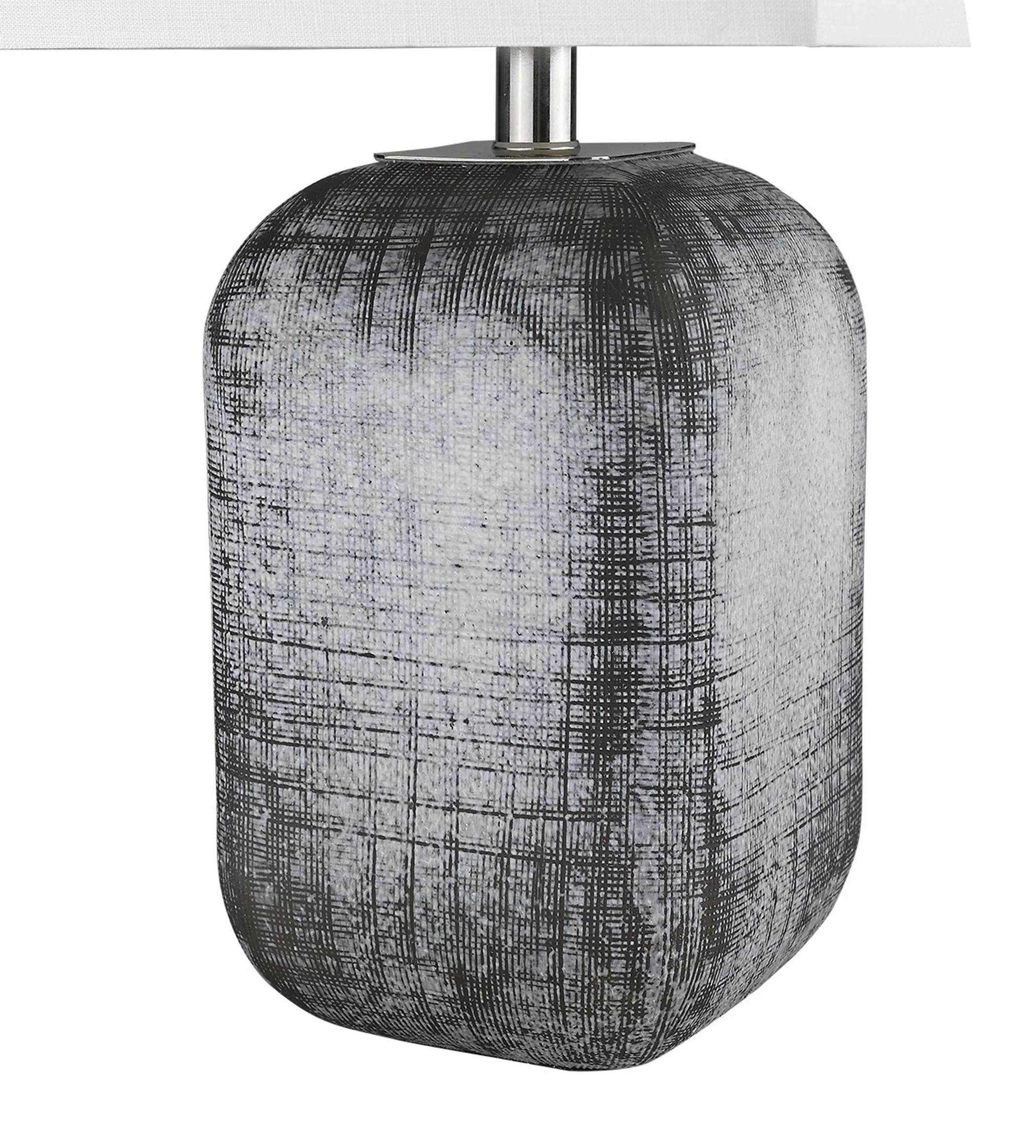 25" Blue and Gray Ceramic Table Lamp With White Square Shade - Image 5