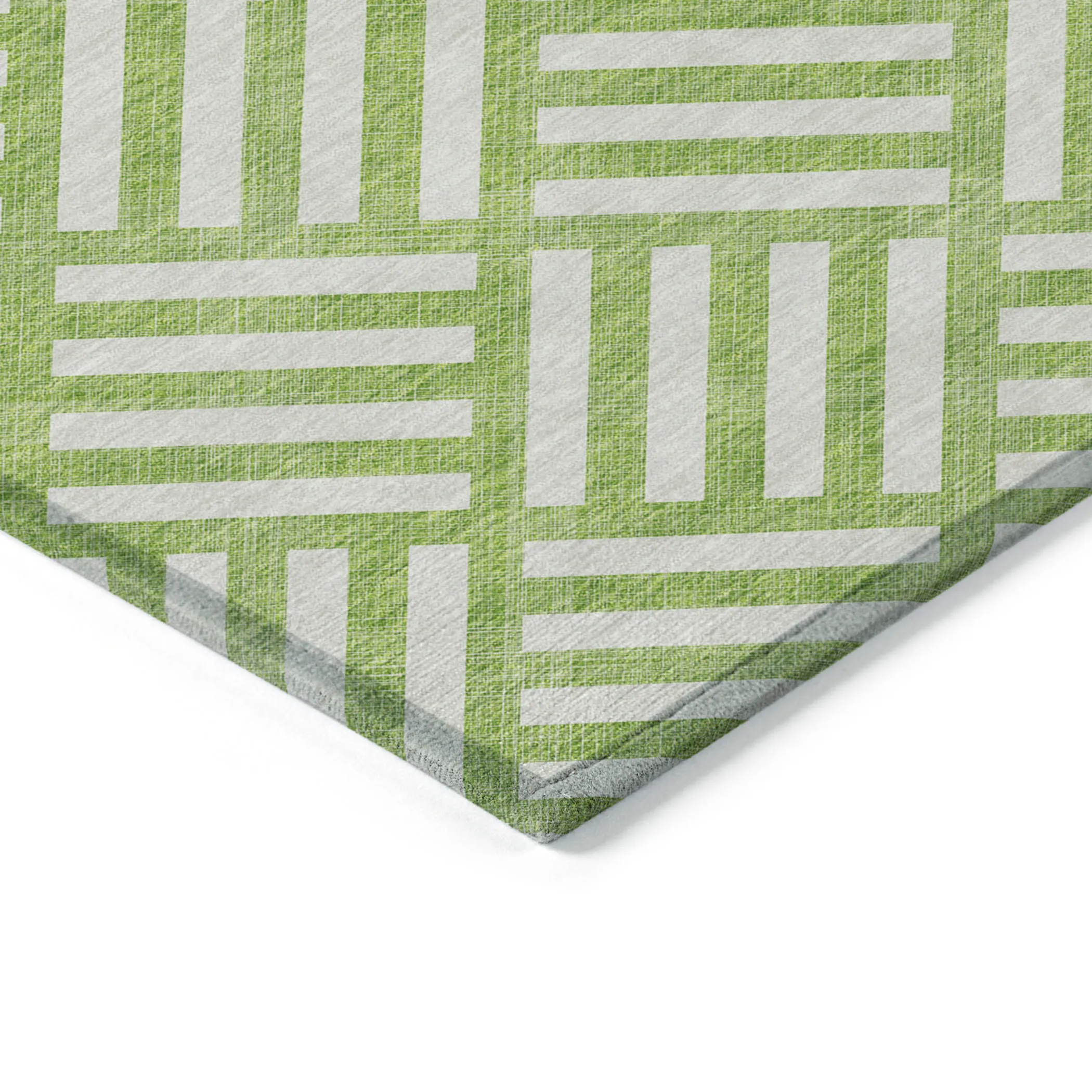 10' X 14' Lime Green And Ivory Geometric Washable Indoor Outdoor Area Rug - Image 4