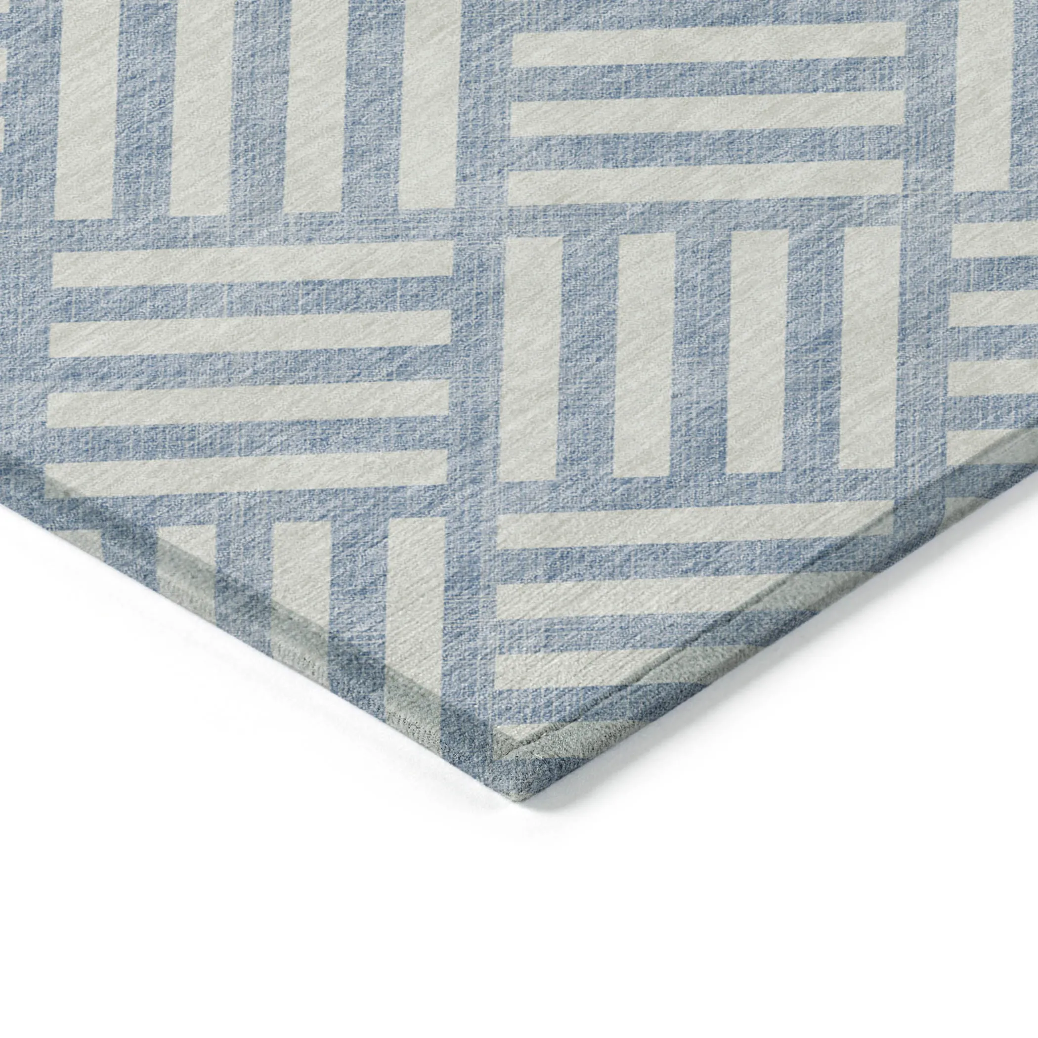 10' X 14' Sky Blue And Ivory Geometric Washable Indoor Outdoor Area Rug - Image 4