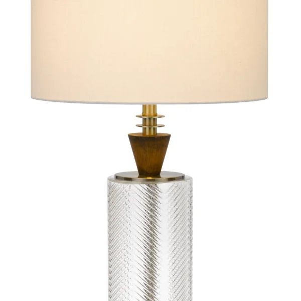 30" Clear Metal Table Lamp With White Empire Shade