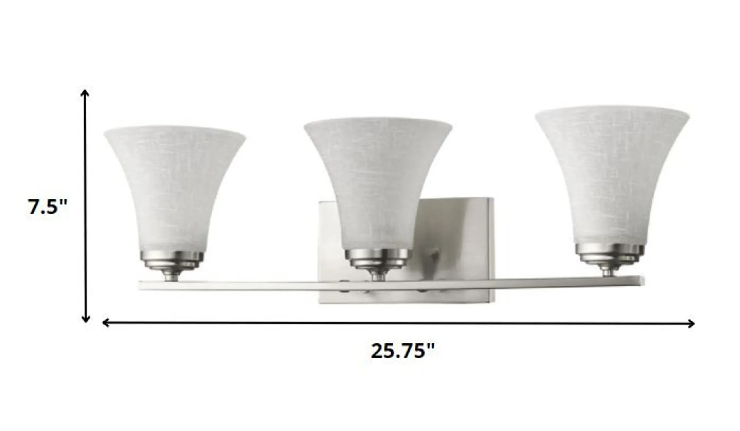 Three Light Silver Wall Light with Tapered Glass Shade - Image 5