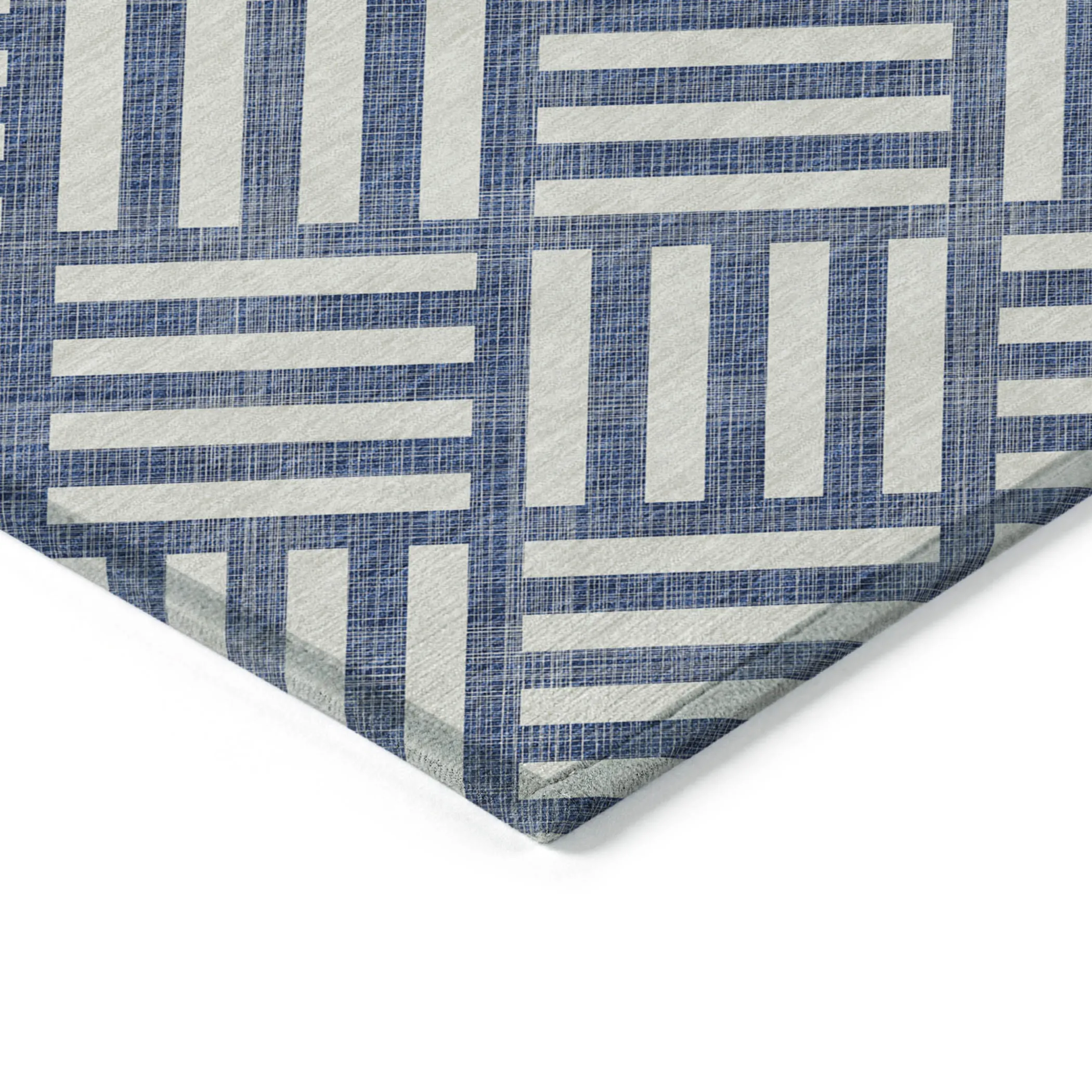 10' X 14' Navy Blue And Ivory Geometric Washable Indoor Outdoor Area Rug - Image 4