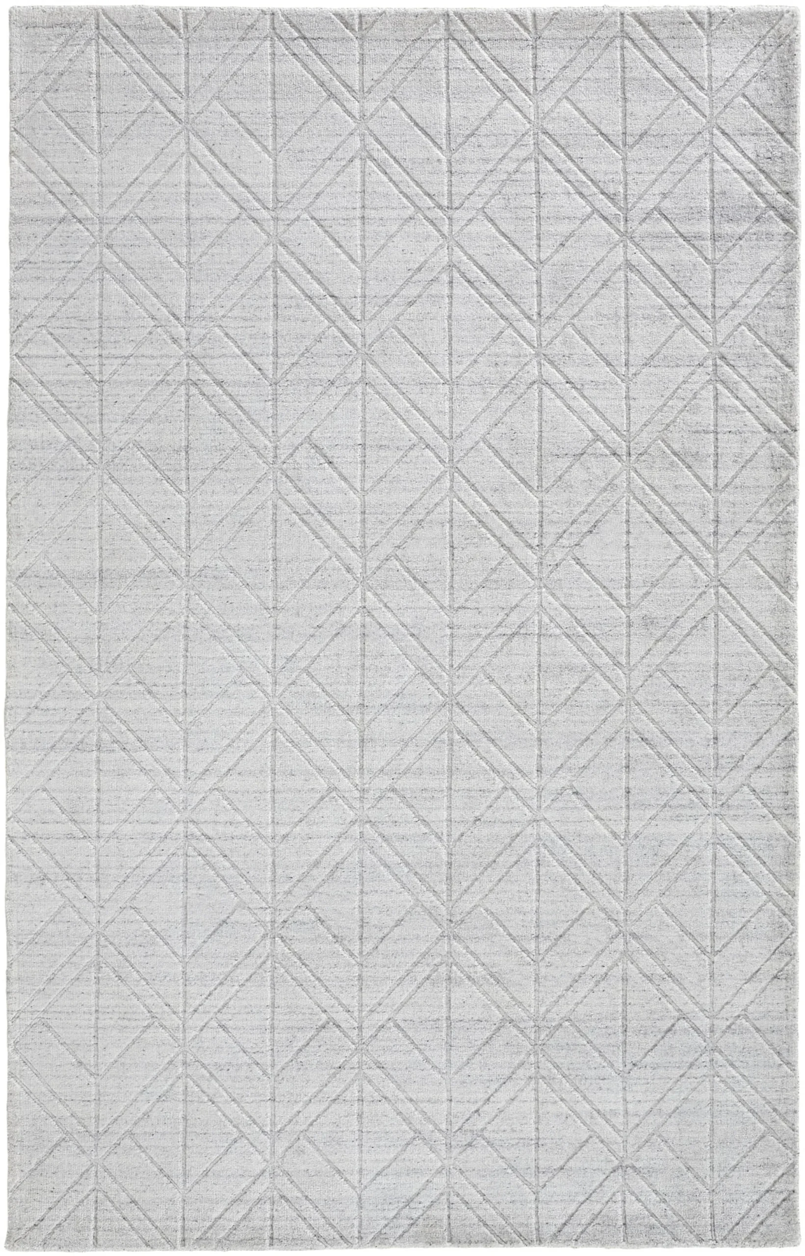 4' X 6' White and Silver Geometric Hand Woven Area Rug - Image 2