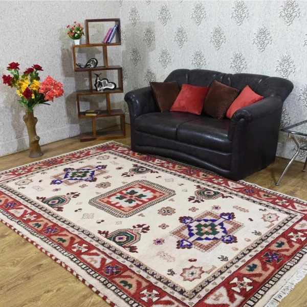 Rugsotic Carpets Hand Knotted Afghan Wool And Silk Area Rug Oriental Kazak