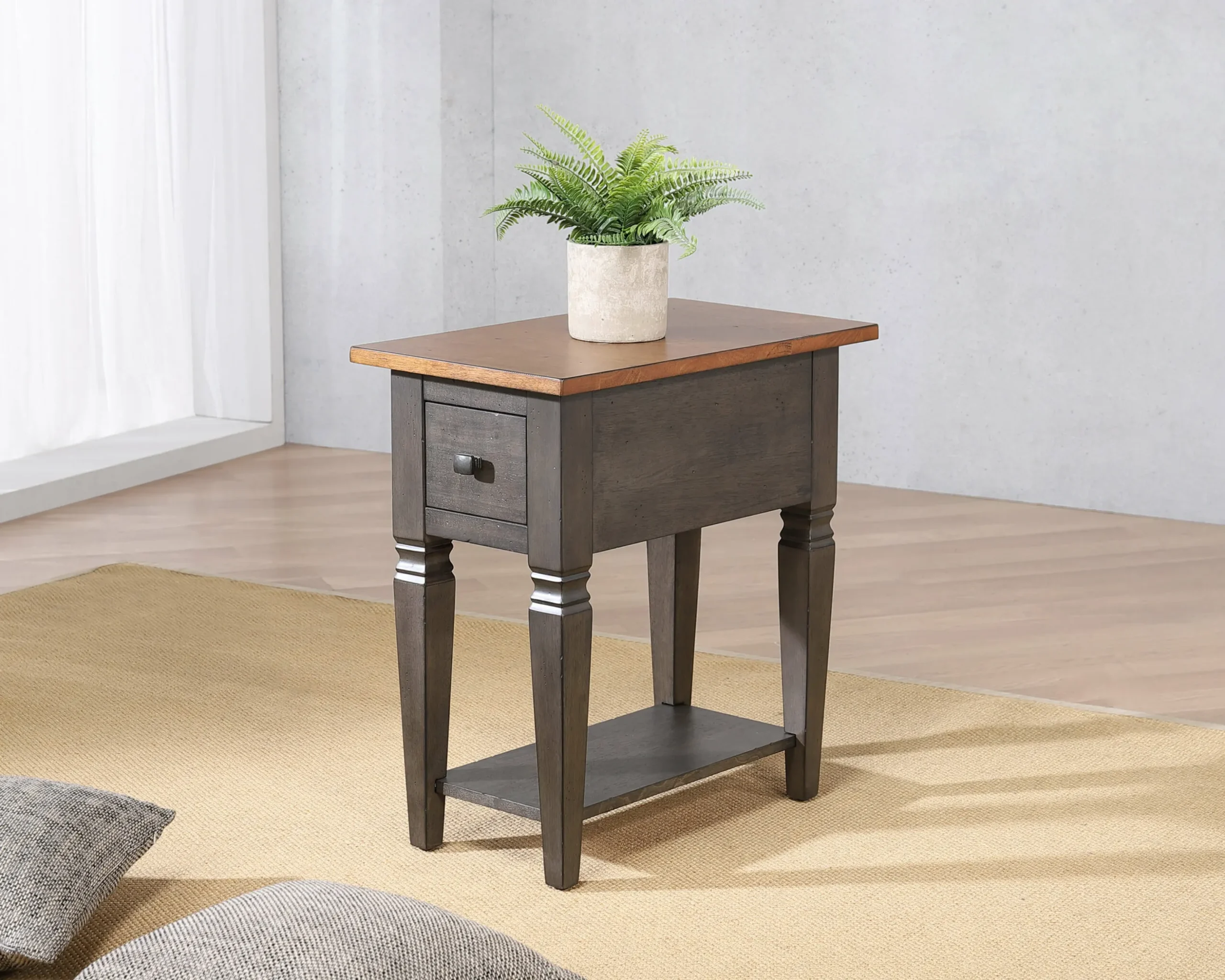 Sunset Trading Dakota 14" Narrow End Table with Drawer & Shelf Storage | Solid Wood Recliner Side Table | Slim Bedroom Nighstand | Living Room Chair. - Image 2