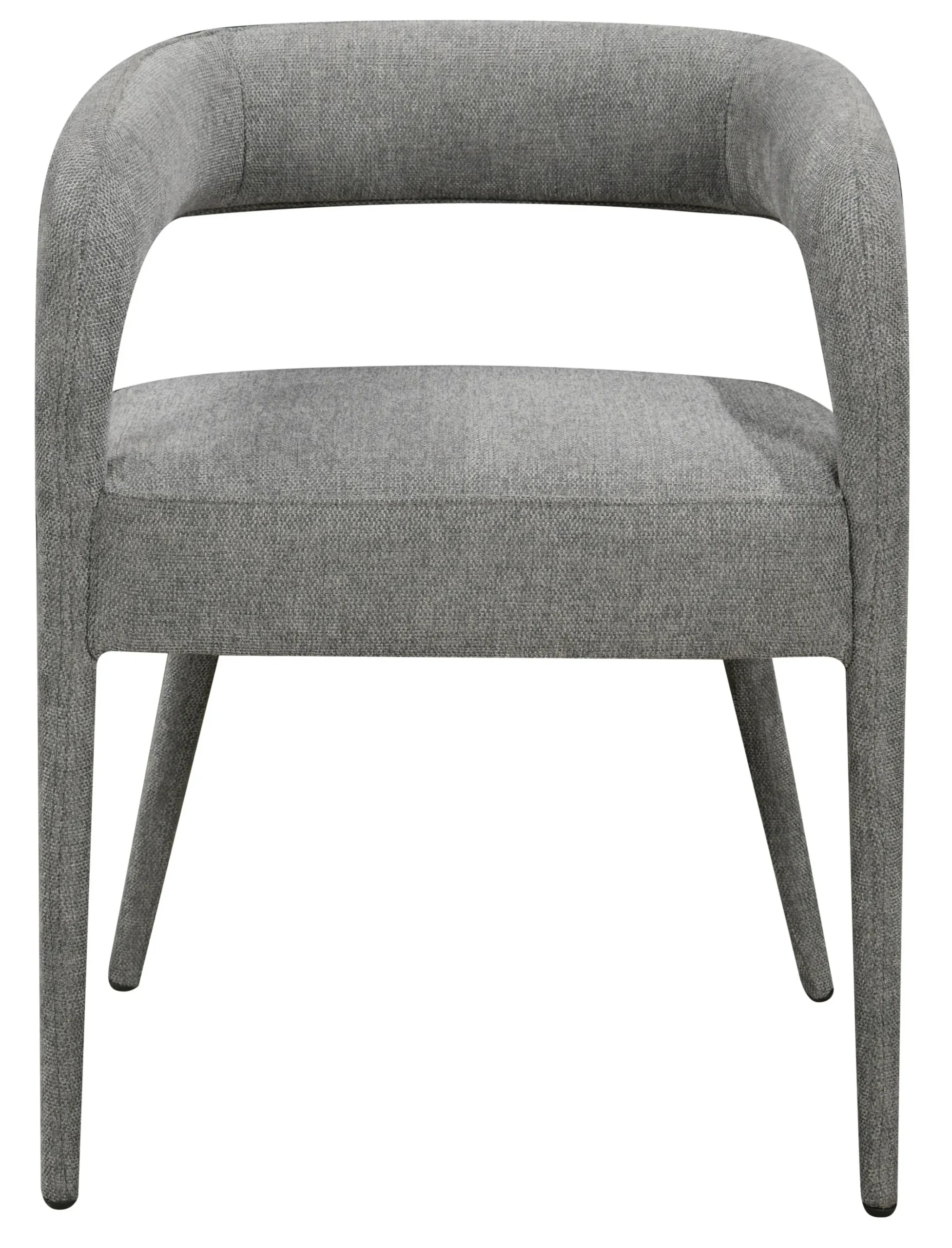 Set of Two Dark Gray Upholstered Linen Open Back Dining Side Chairs - Image 4