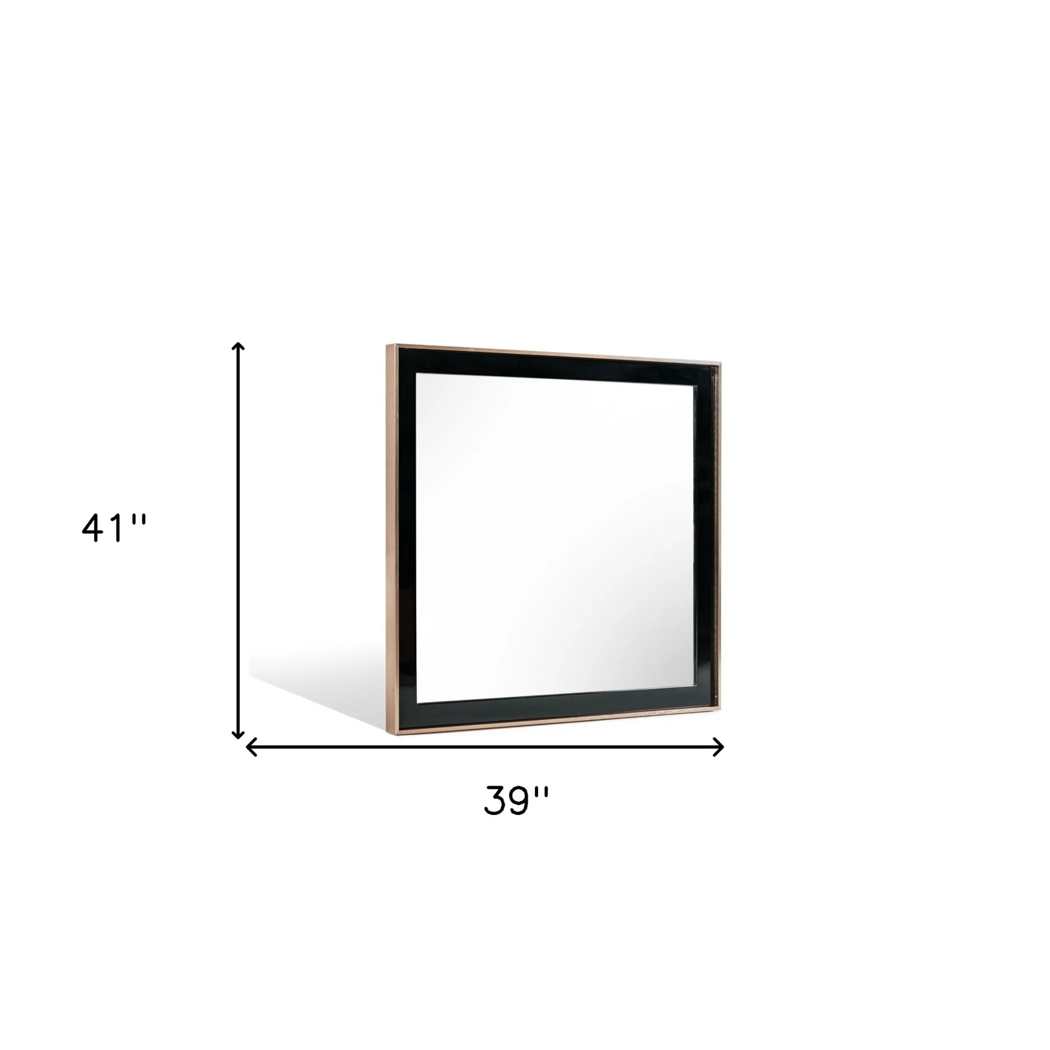 39" Rose Gold and Black Wood and Metal Framed Accent Mirror - Image 5