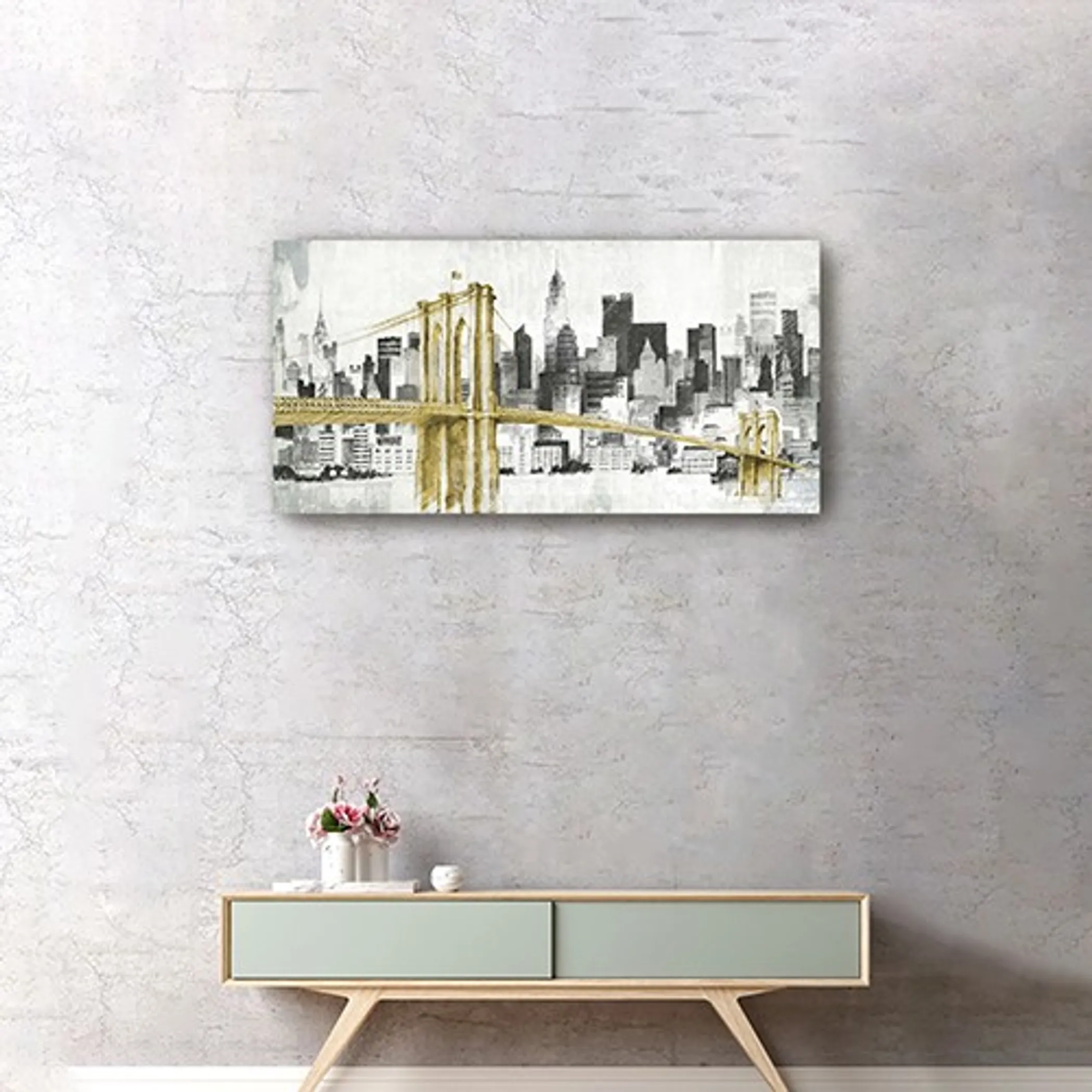 Nyc Golden Bridge Skyline Unframed Print Wall Art - Image 4
