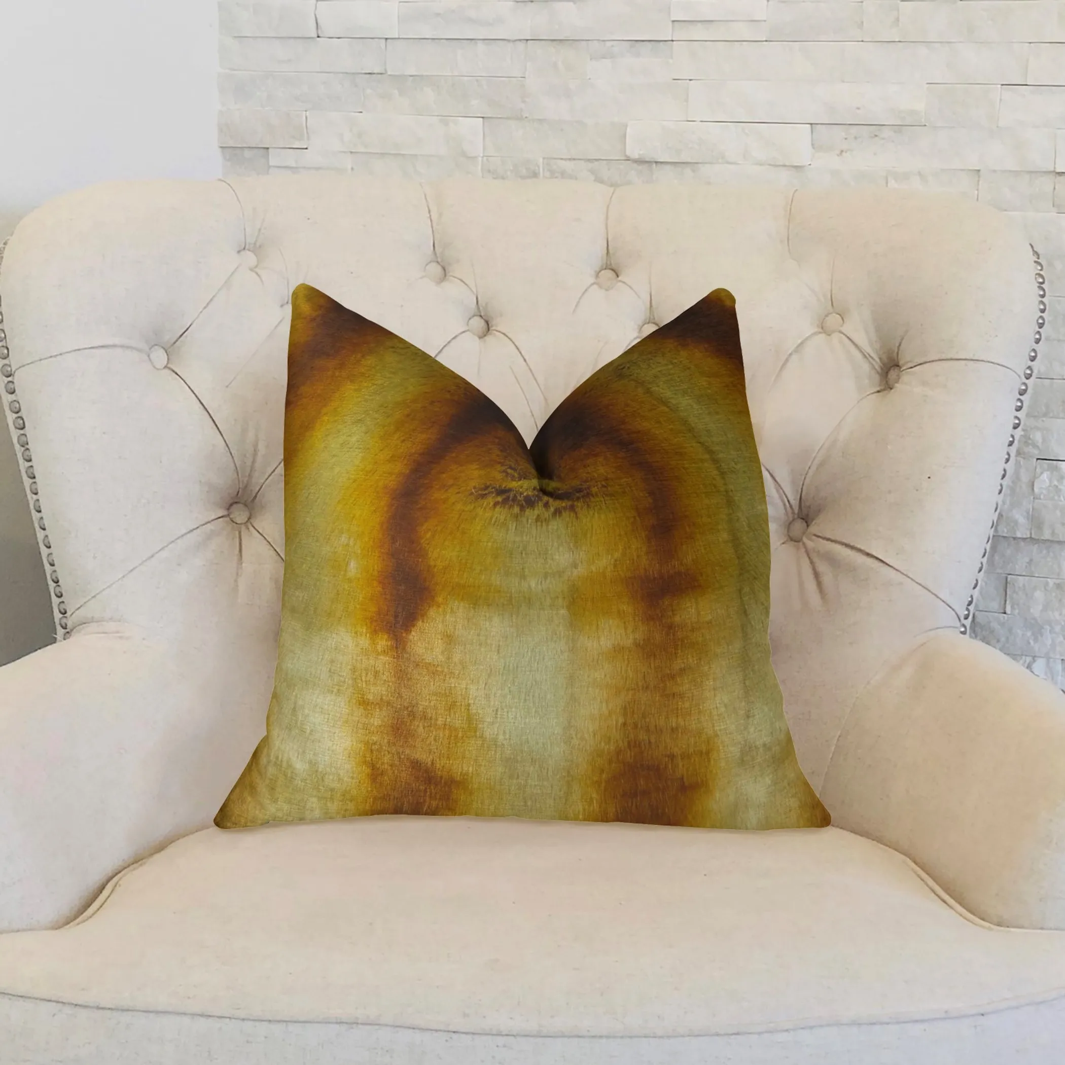 Plutus Gleaming Chinchilla Gold Beige Brown Handmade Luxury Pillow - Image 2