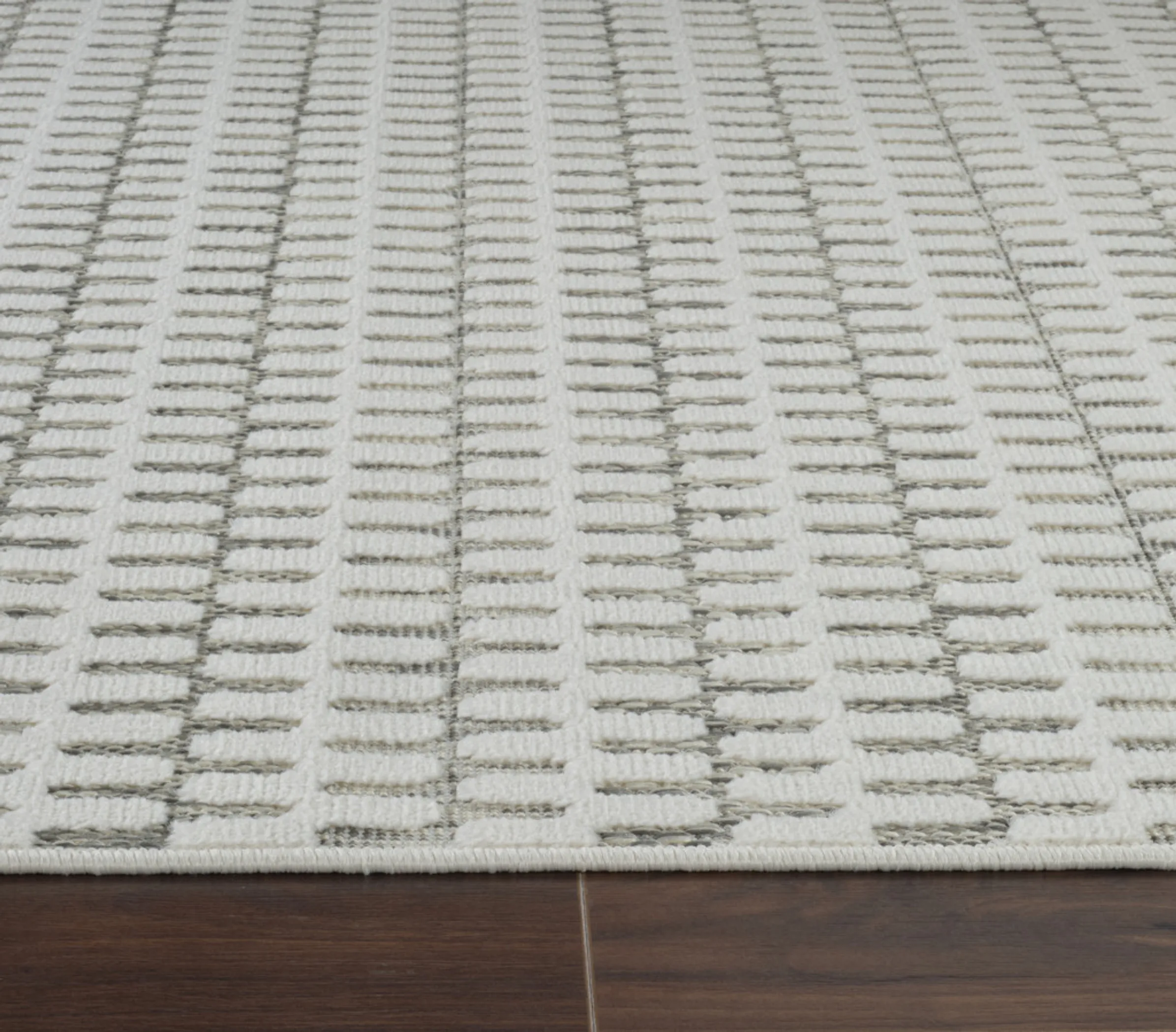 6' X 9' Cream and Beige Geometric Distressed Indoor Outdoor Area Rug - Image 4
