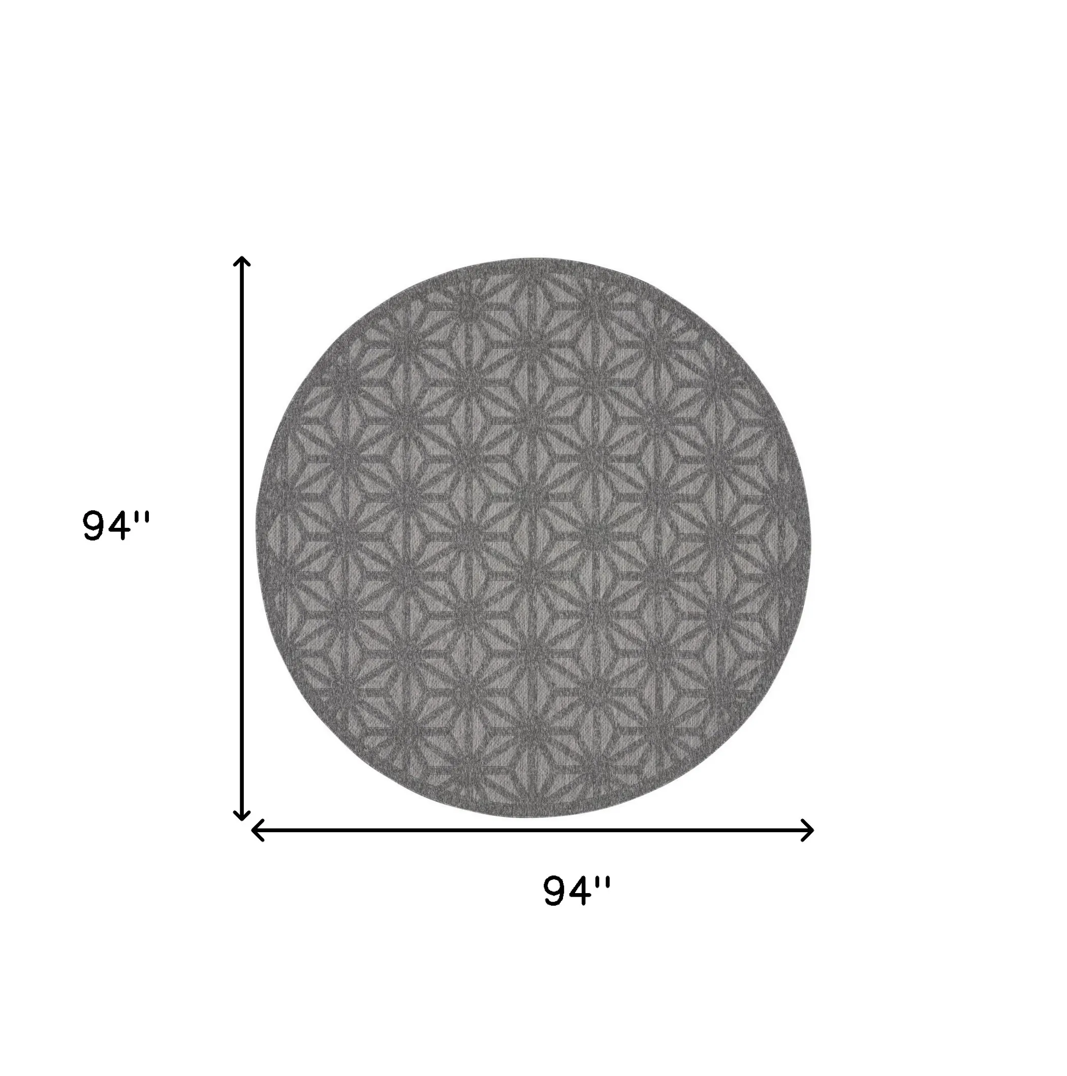 8' Dark Gray And Light Gray Round Geometric Indoor Outdoor Area Rug - Image 2