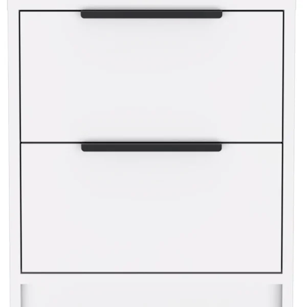 Stylish White Two Drawer Nightstand