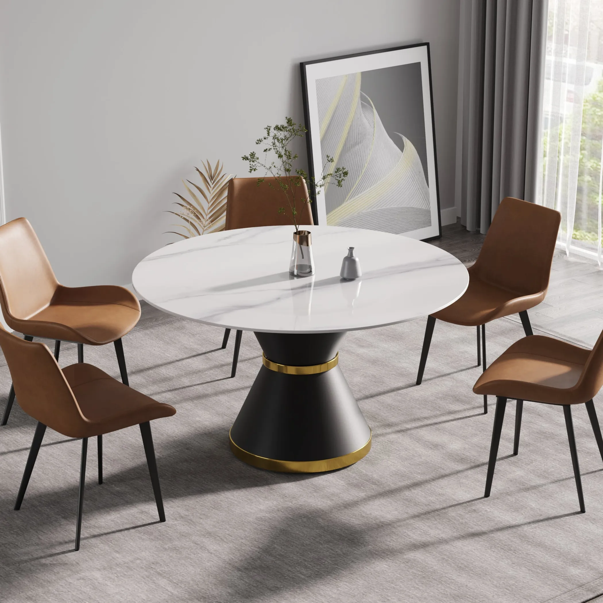 Modern Marble Stone Round Dining Table - Image 2
