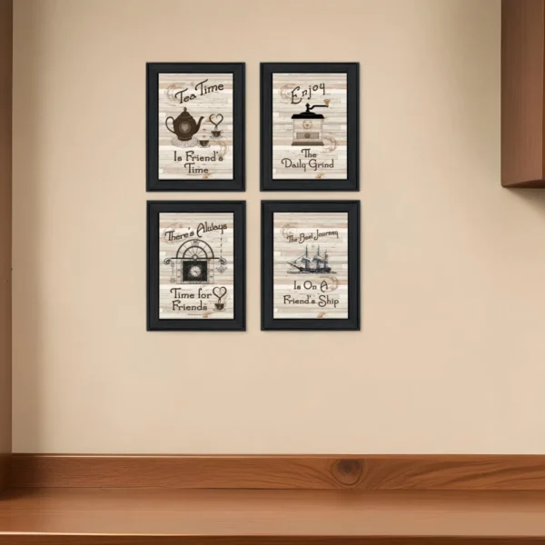 Set Of Four Friendship 1 Black Framed Print Kitchen Wall Art