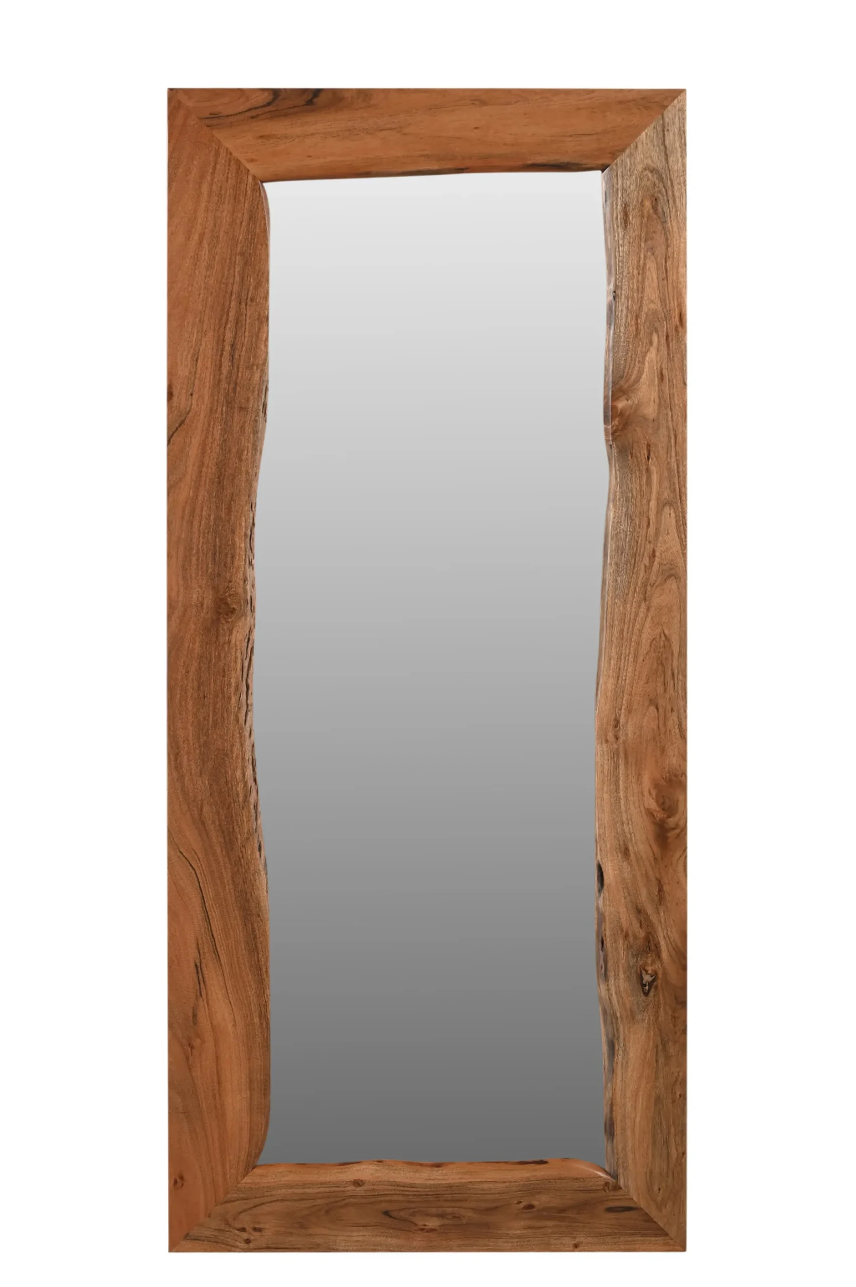 32" Brown Live Edge Solid Wood Full Length Hanging Mirror - Image 3