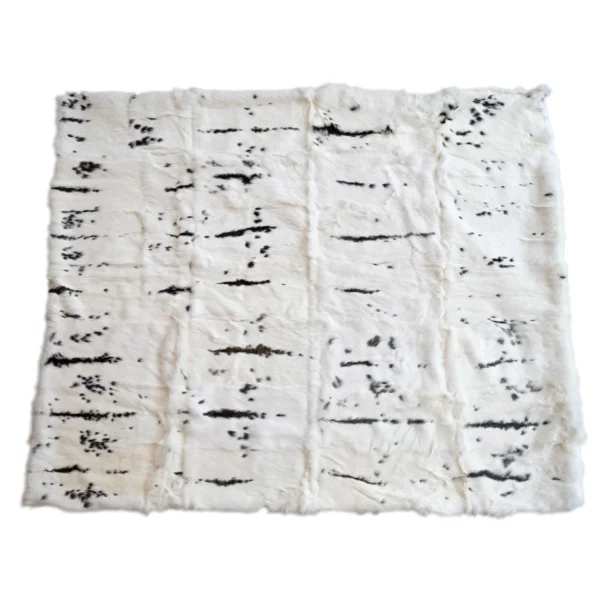 50" X 60" Black And White Rabbit Fur Plush Throw Blanket