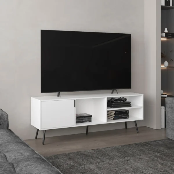 Vulcan 63" Wide Tv Stand with One Cabinet, Three Open Shelves