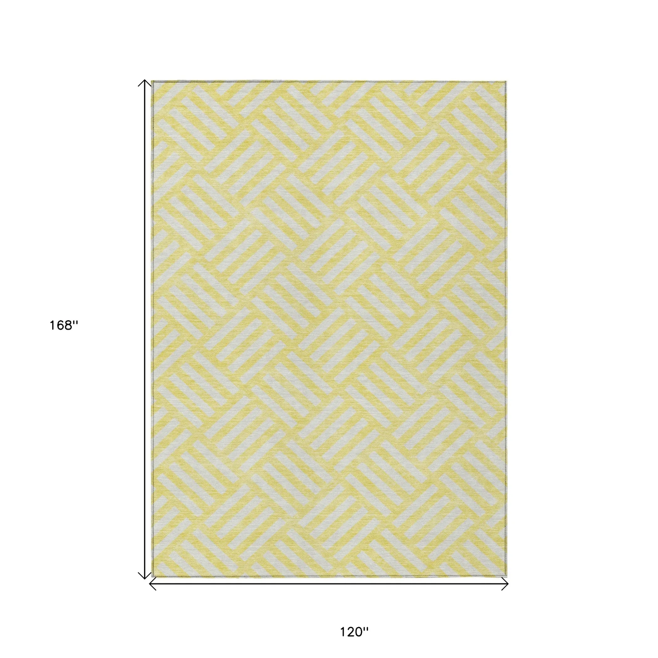 10' X 14' Yellow And Ivory Geometric Washable Indoor Outdoor Area Rug - Image 3