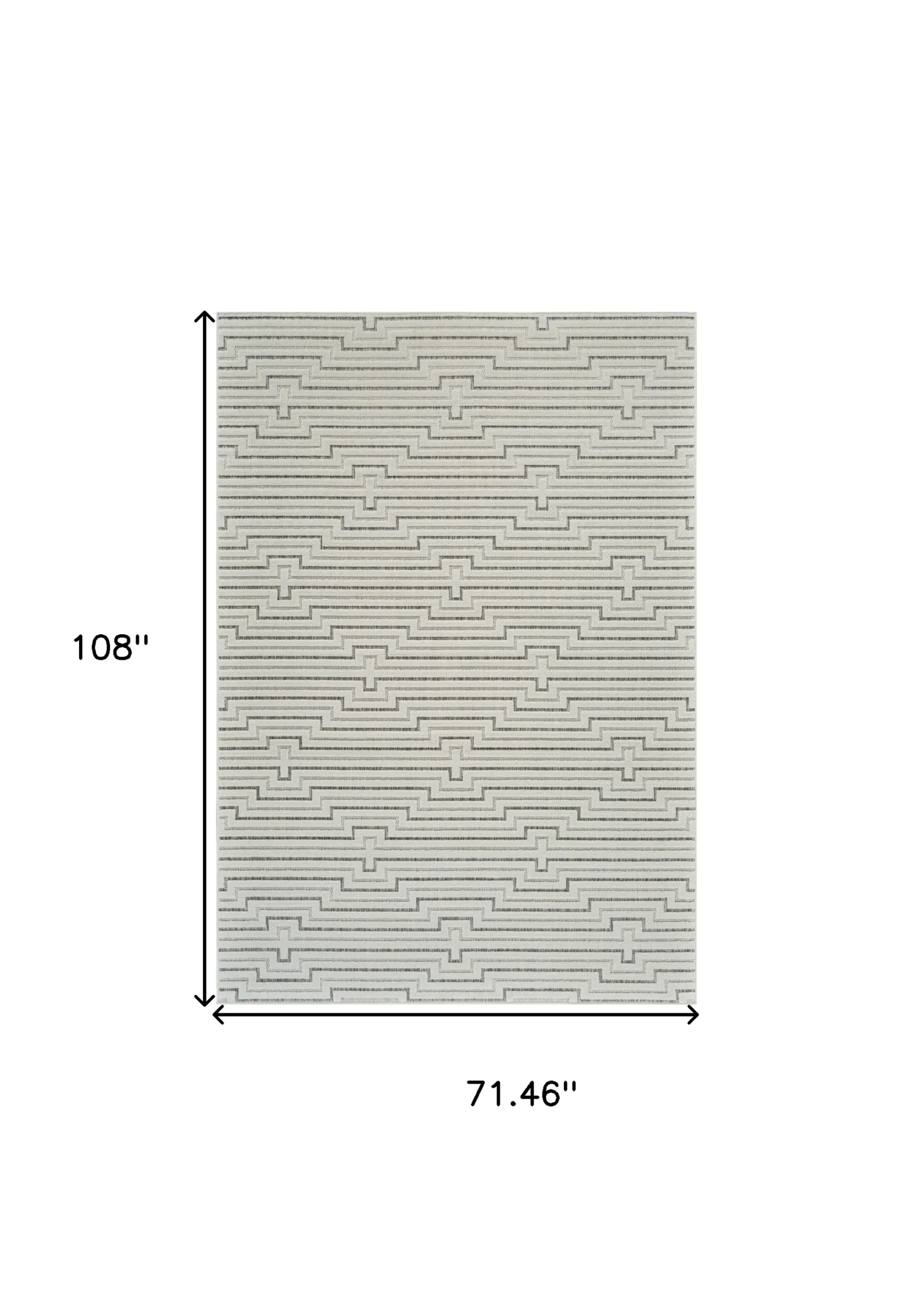6' X 9' Cream and Beige Geometric Distressed Indoor Outdoor Area Rug - Image 3