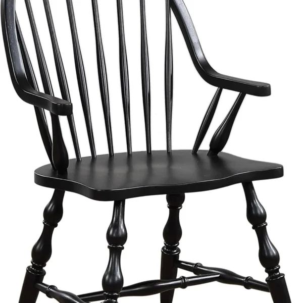 Sunset Trading Black Cherry Selections Windsor Spindleback Dining Chair with Arms | Fully Assembled Kitchen Armchair| Modern Farmhouse Minimalist Cou.