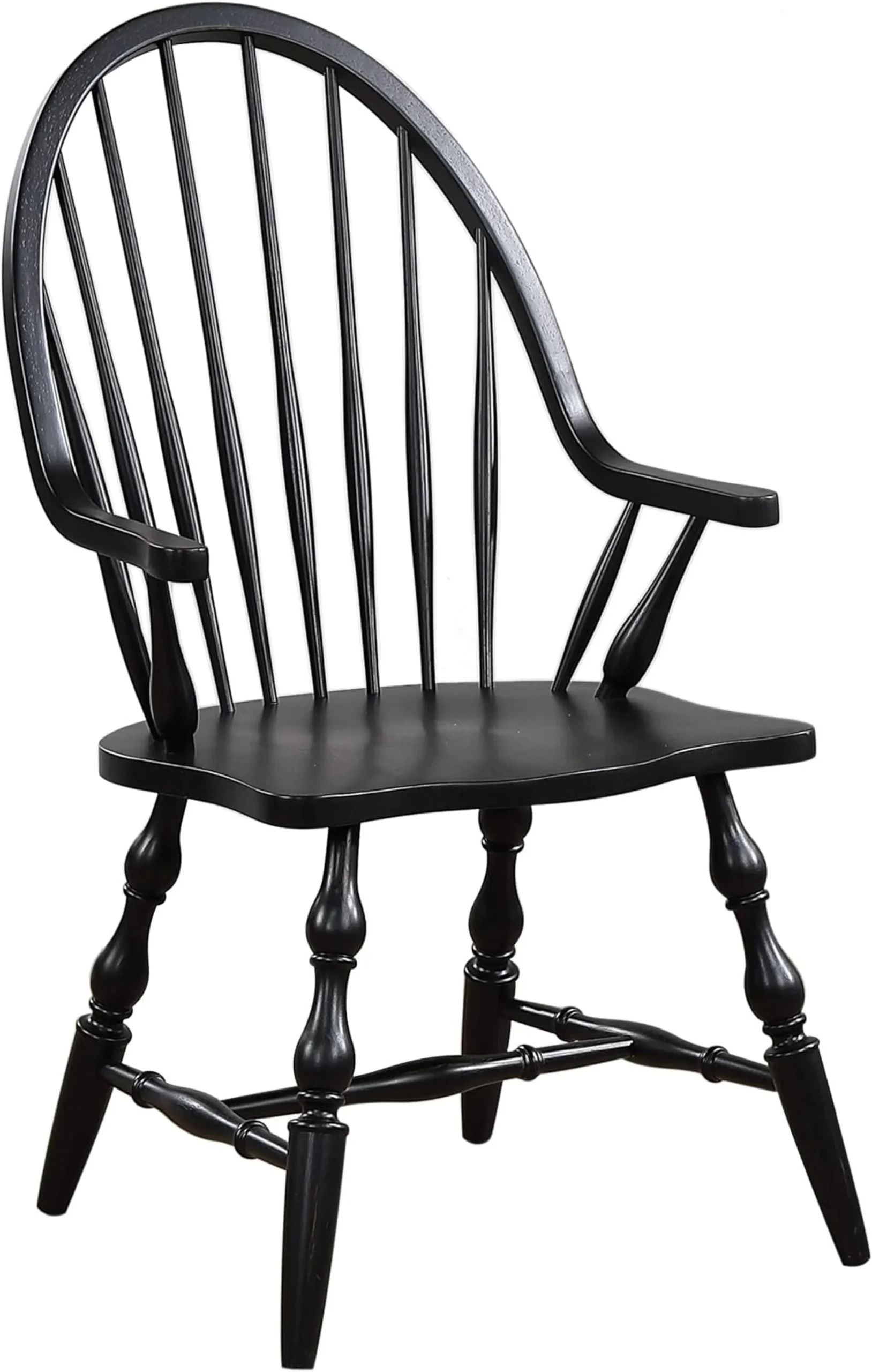 Sunset Trading Black Cherry Selections Windsor Spindleback Dining Chair with Arms | Fully Assembled Kitchen Armchair| Modern Farmhouse Minimalist Cou.