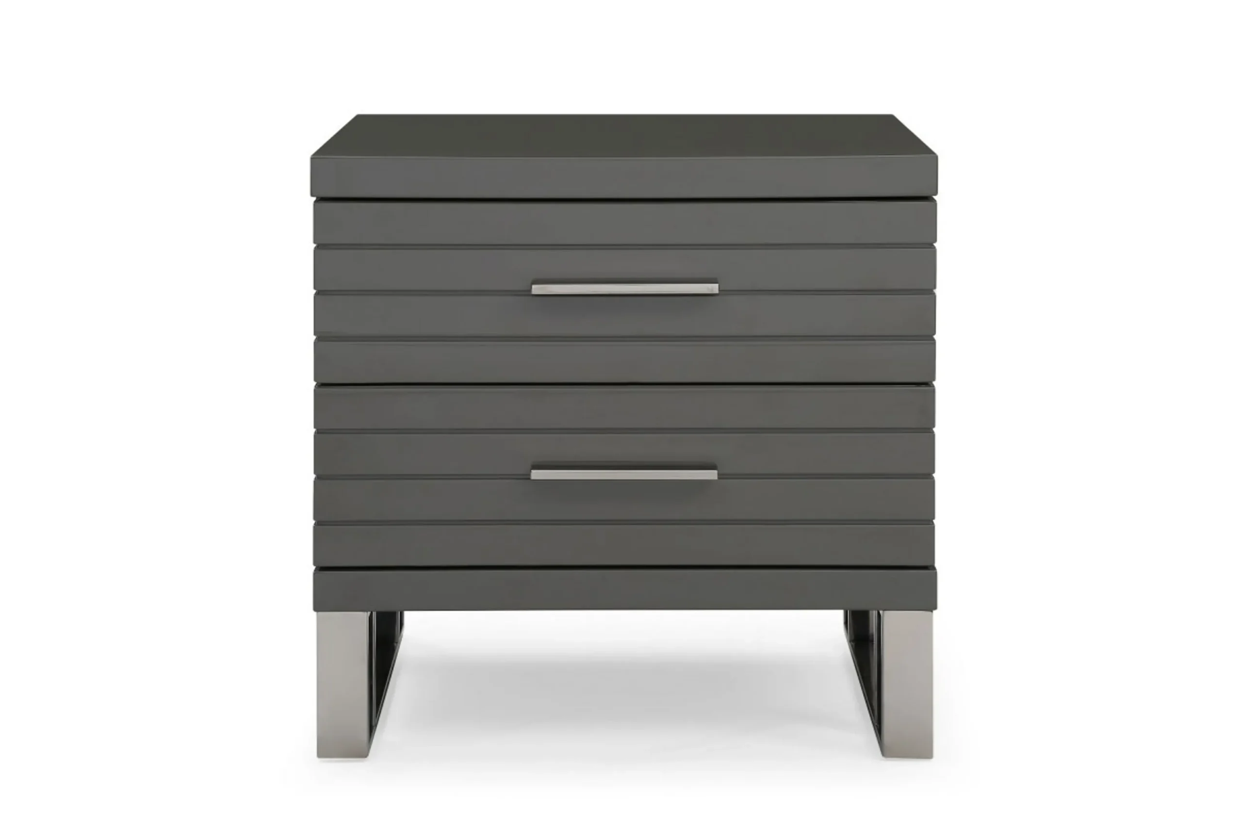 23" Silver and Gray Two Drawer Nightstand - Image 2