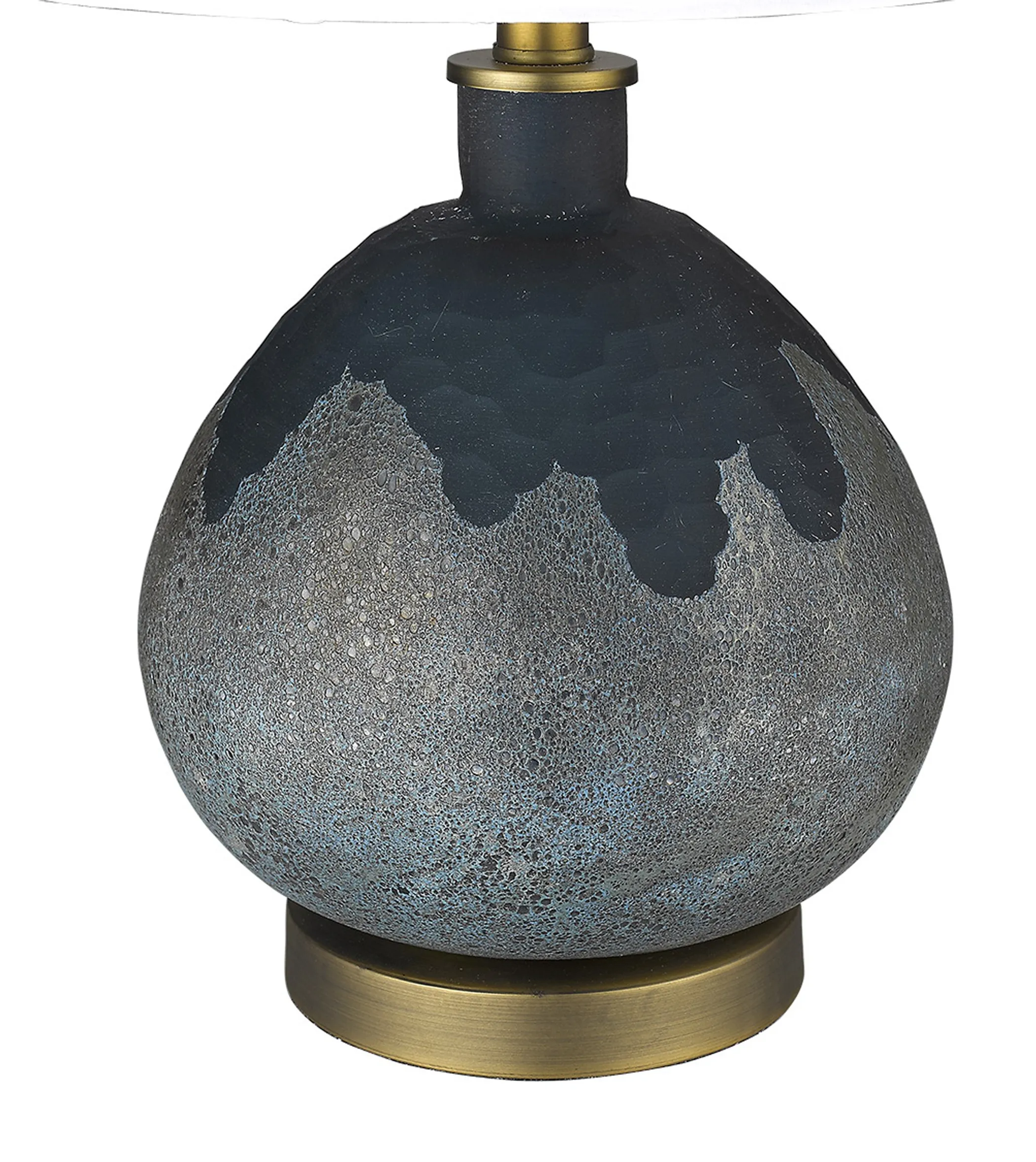 22" Teal Blue Concrete Gourd Table Lamp With Cream Empire Shade - Image 5