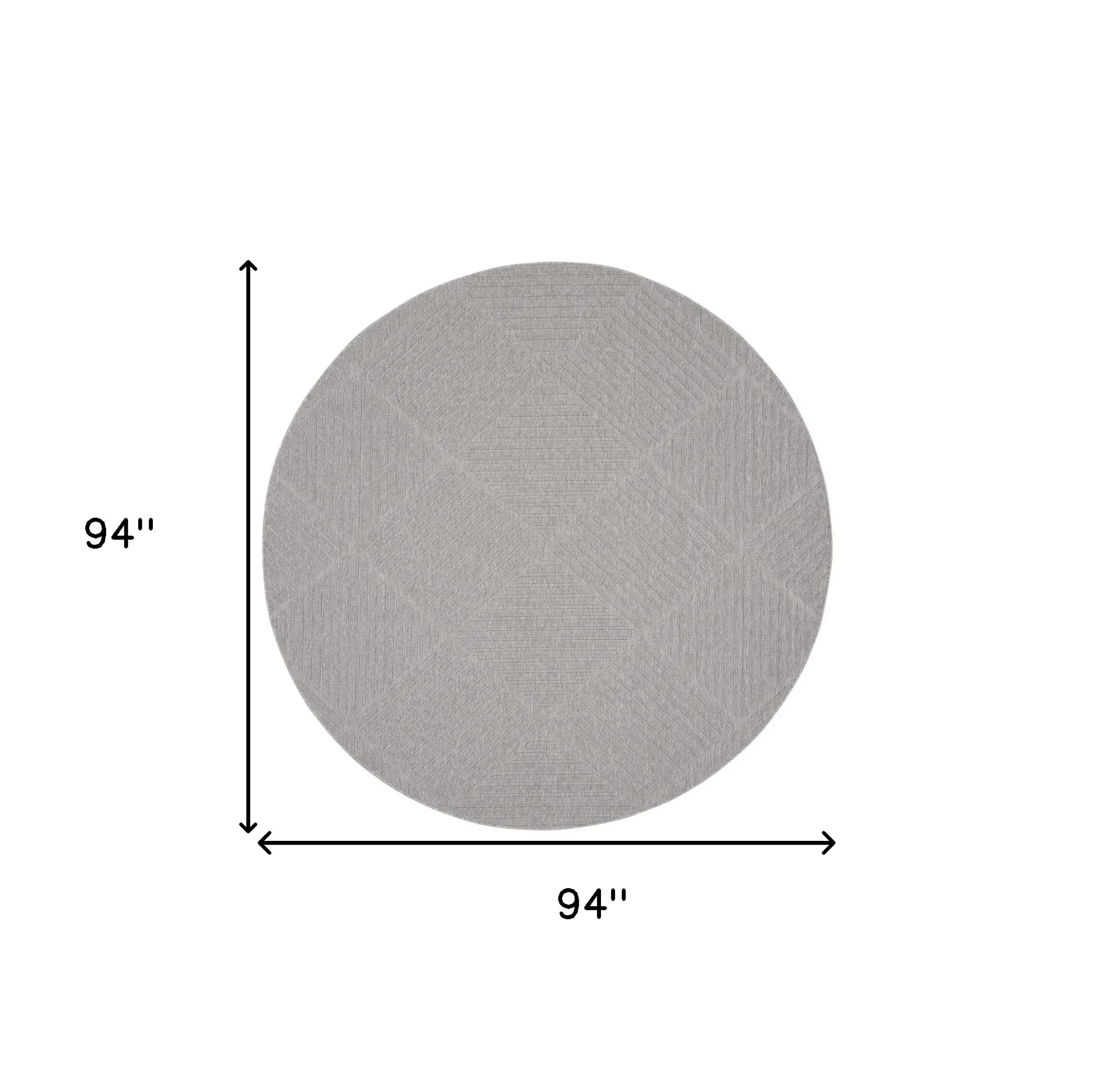 8' Light Gray And Gray Round Geometric Indoor Outdoor Area Rug - Image 2