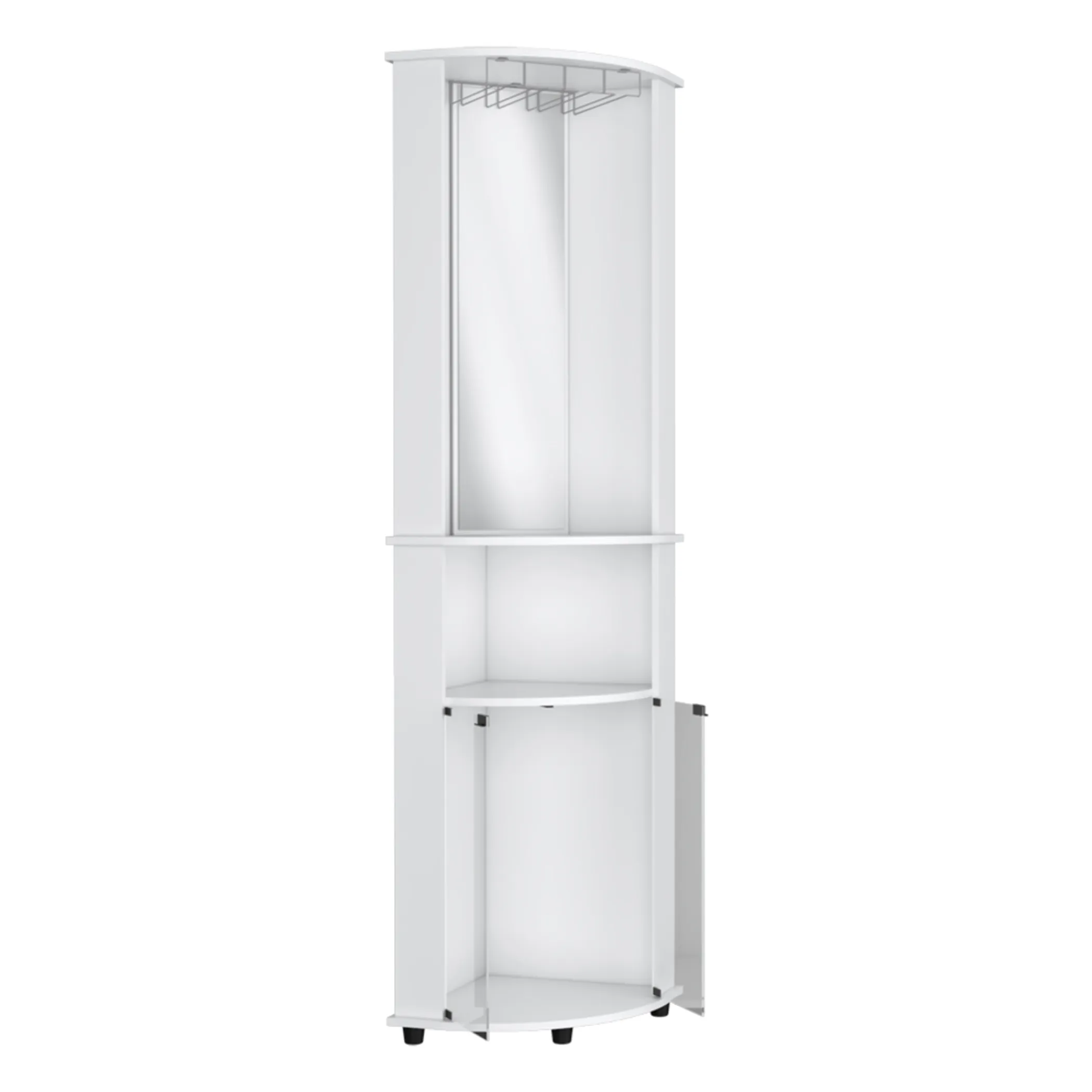 75" White Wood Corner Bar Cabinet With Three Shelves - Image 3