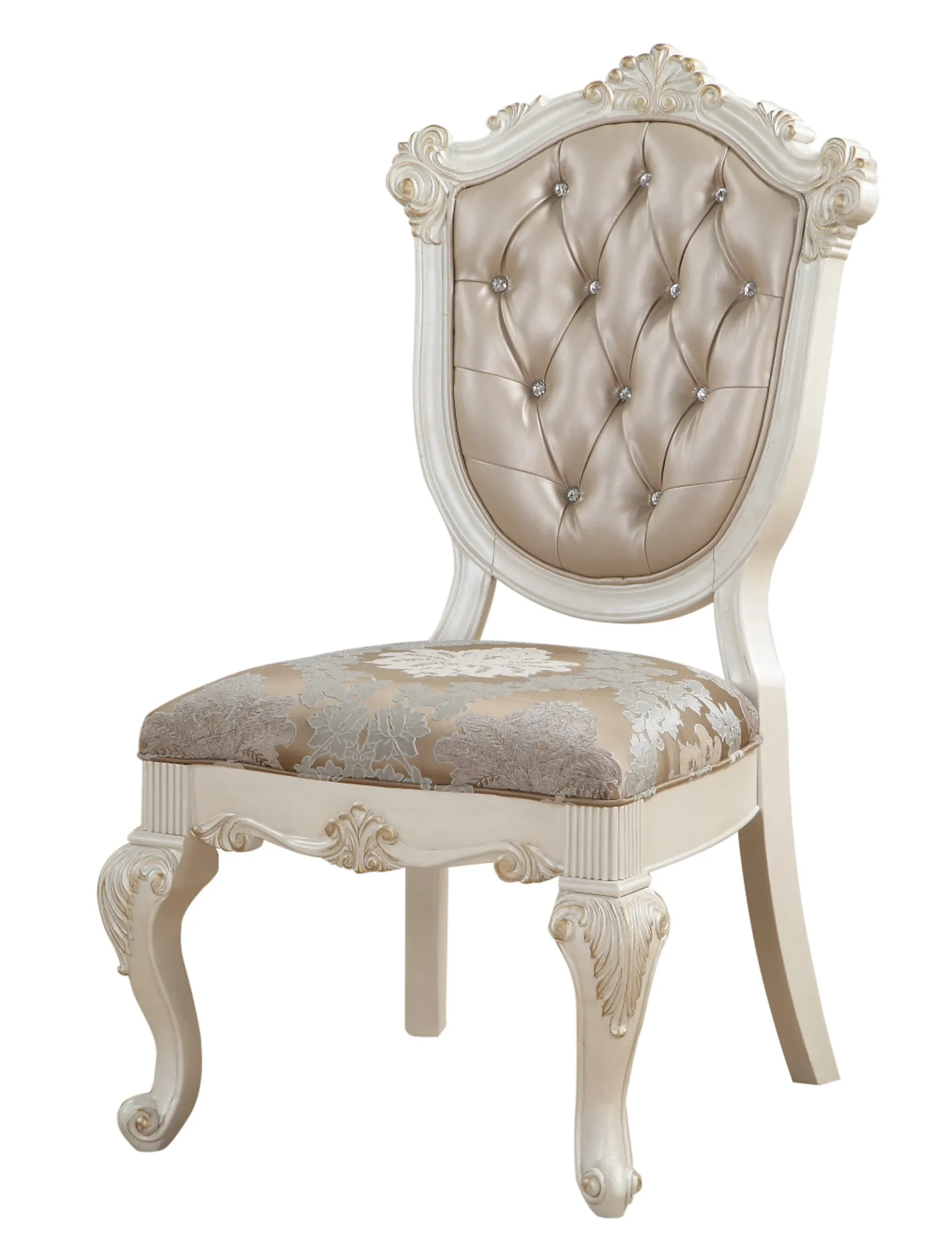 Set of Two Upholstered Faux Leather And Solid Wood Dining Side Chairs - Image 3