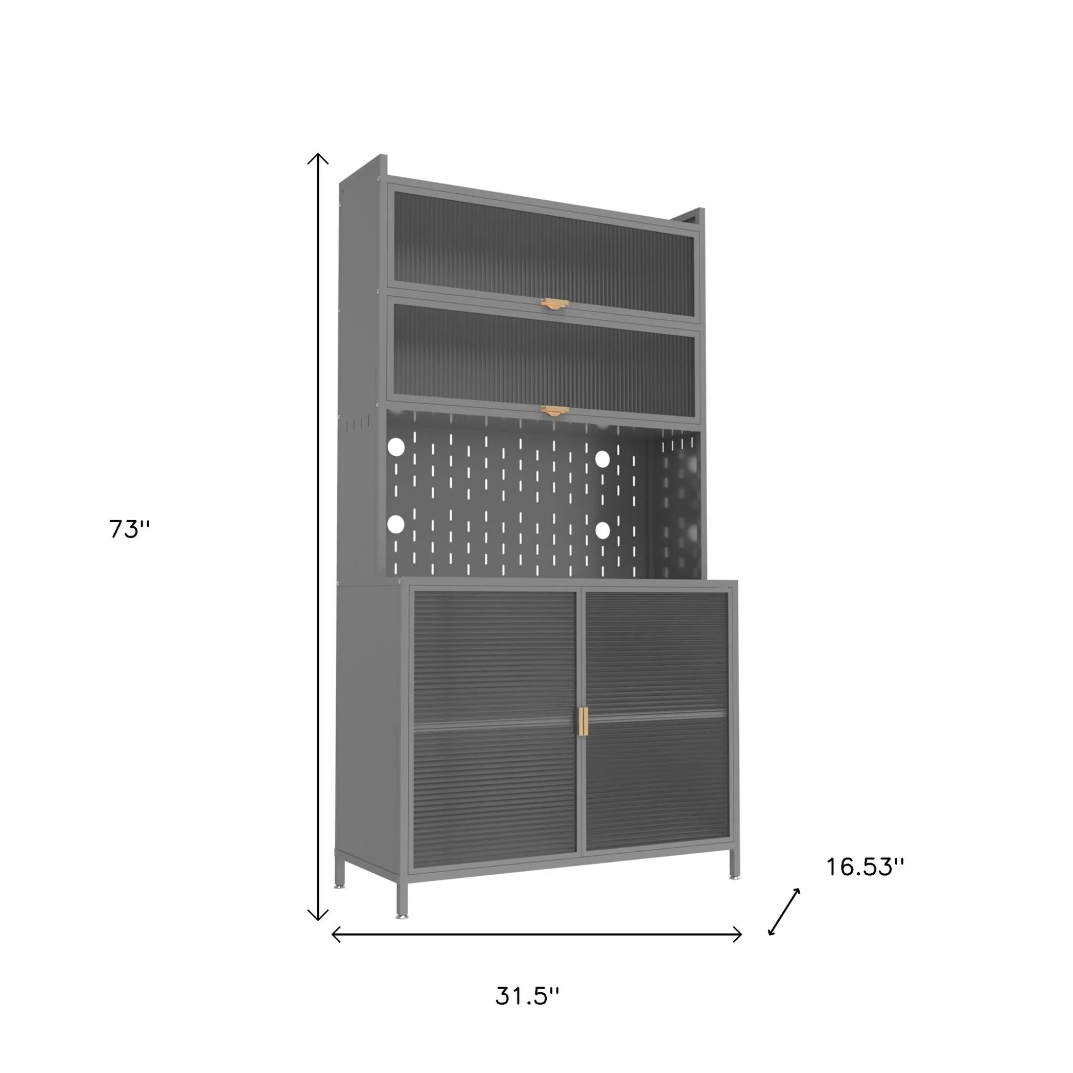 Stainless Steel Textured Door Dining Hutch With Two Doors - Image 6