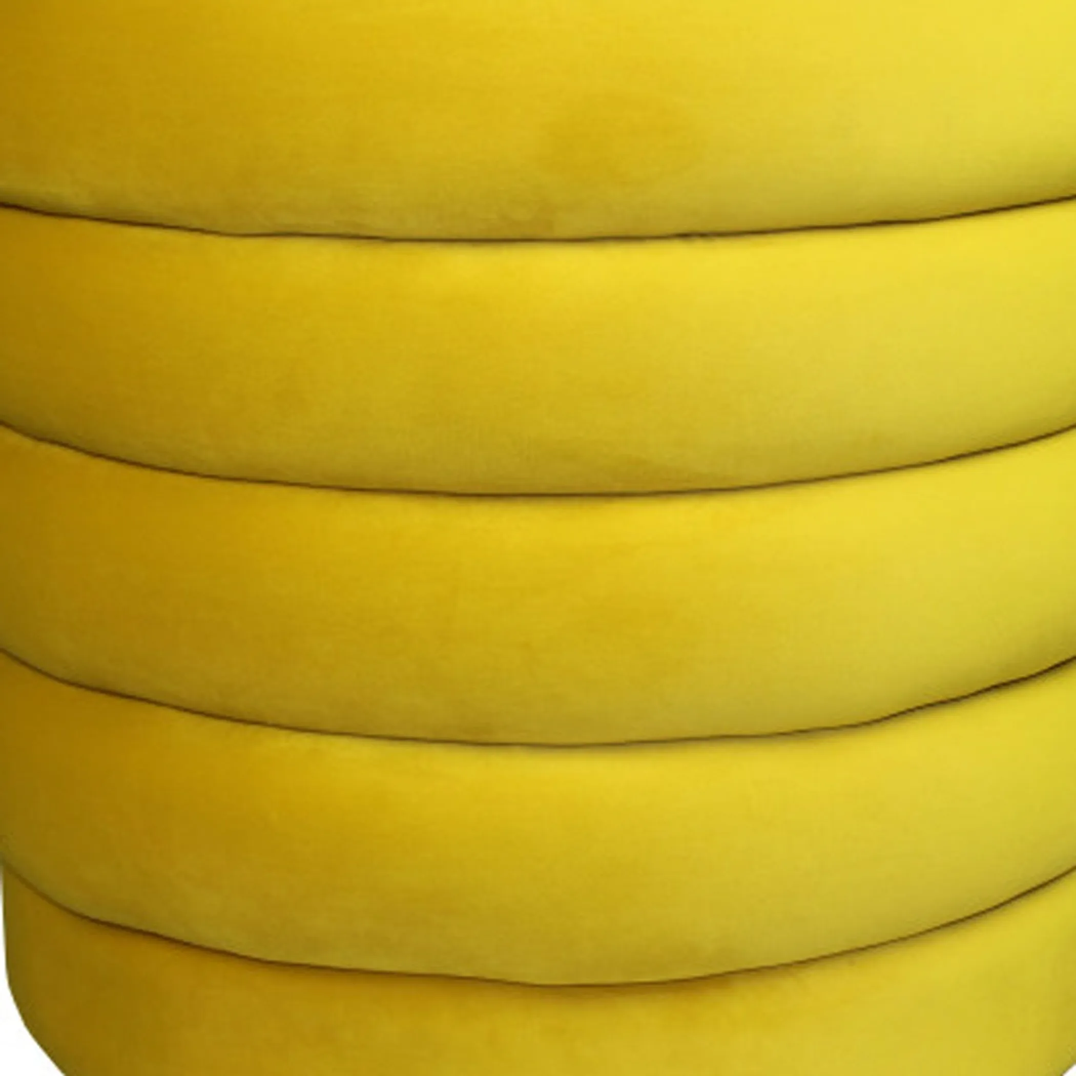 21" Yellow Velvet Tufted Round Cocktail Ottoman - Image 4