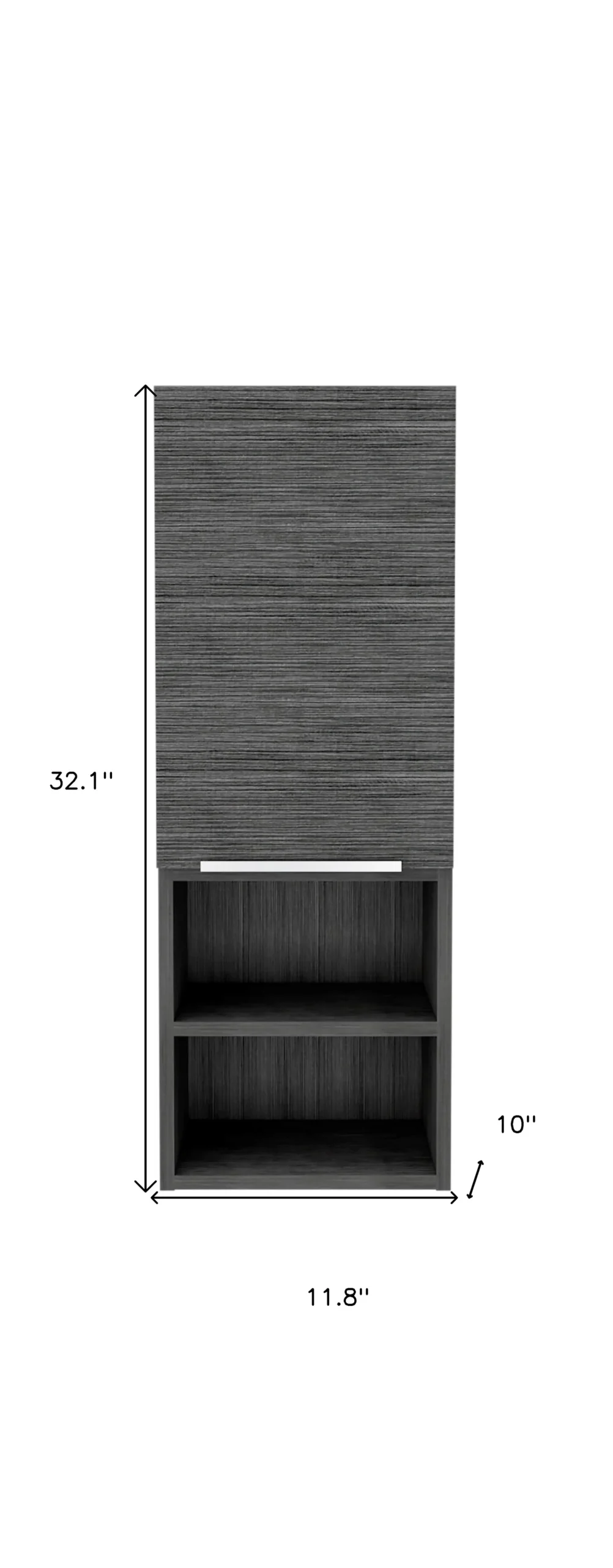 32" Smoky Gray Oak Accent Cabinet With Three Shelves - Image 6