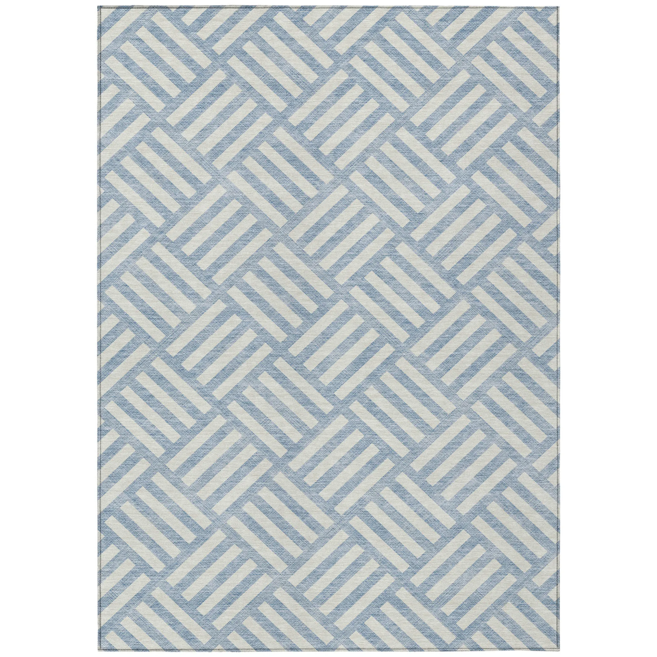 10' X 14' Sky Blue And Ivory Geometric Washable Indoor Outdoor Area Rug - Image 2