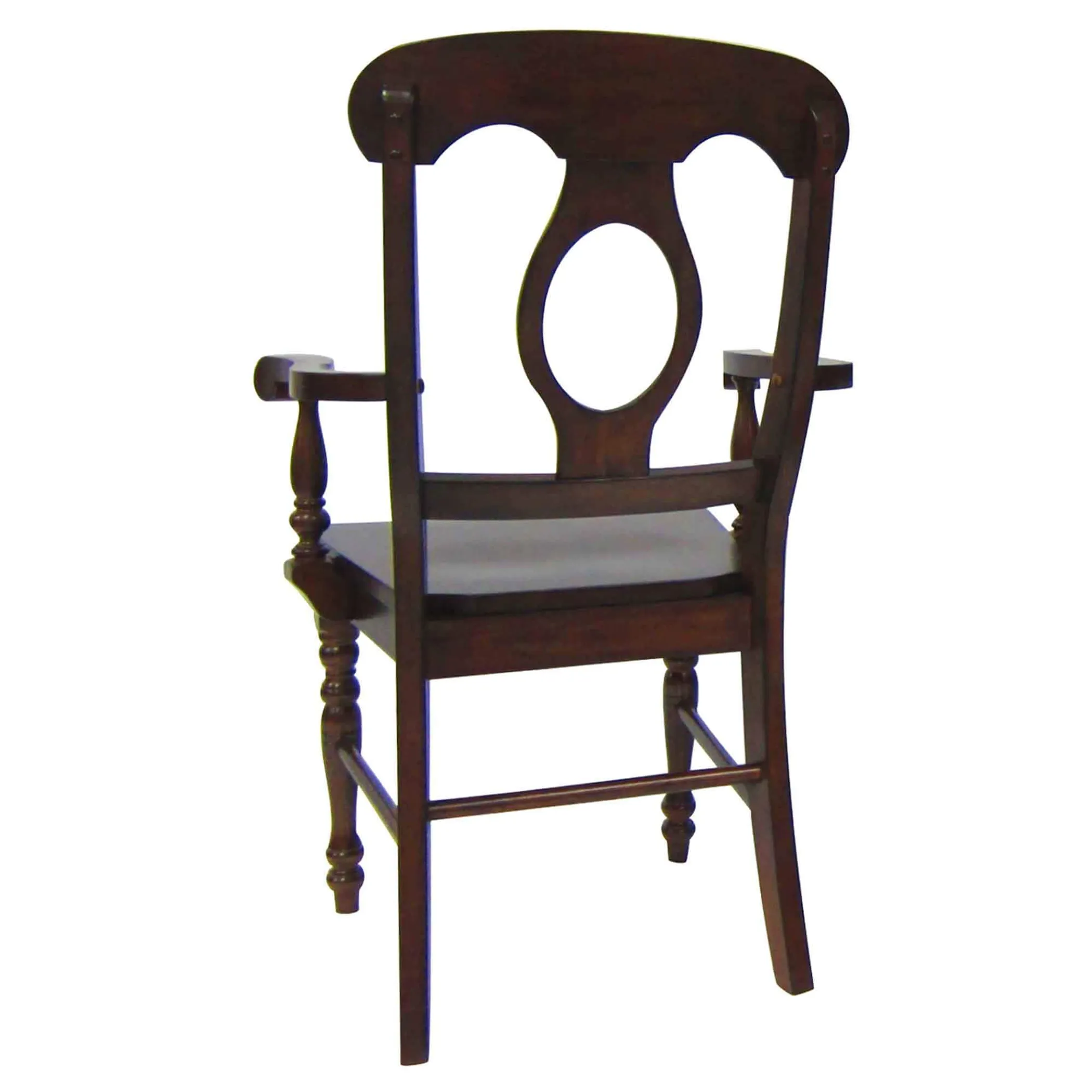 Sunset Trading Andrews Napoleon Dining Chair with Arms | Chestnut Brown Solid Wood | Set of 2 - Image 5